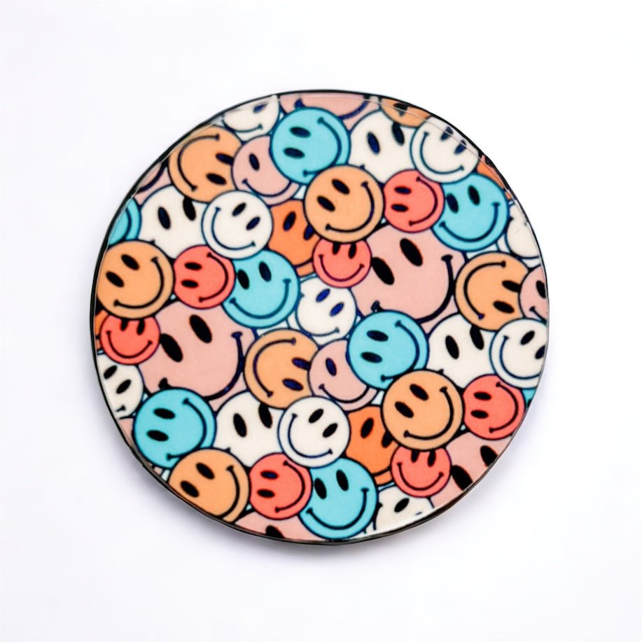 Groovy Smiley Faces Badge Topper + Reel - | Happie Potato Image 1