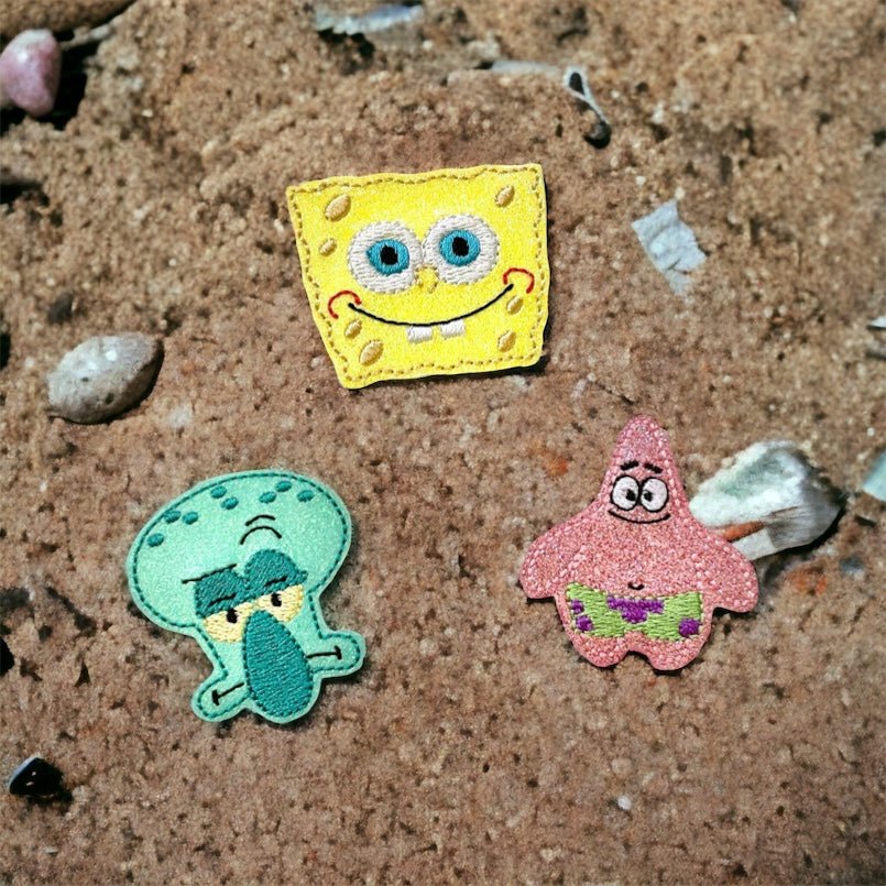 Vinyl Sponge Bob Patrick Star Squid - ward Badge Topper + Reel - | Happie Potato Image 2