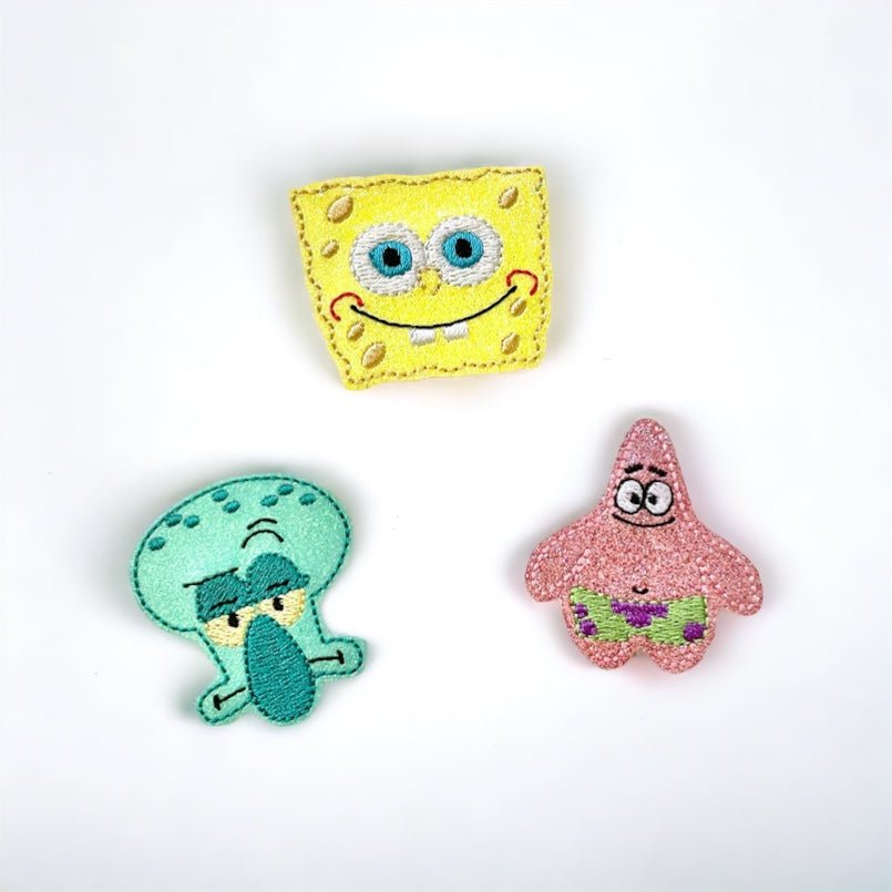 Vinyl Sponge Bob Patrick Star Squid - ward Badge Topper + Reel - | Happie Potato Image 1