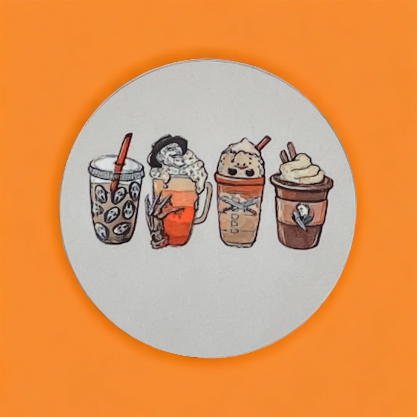 Acrylic Horror Coffee Gang Badge Topper + Reel - | Happie Potato Image 3