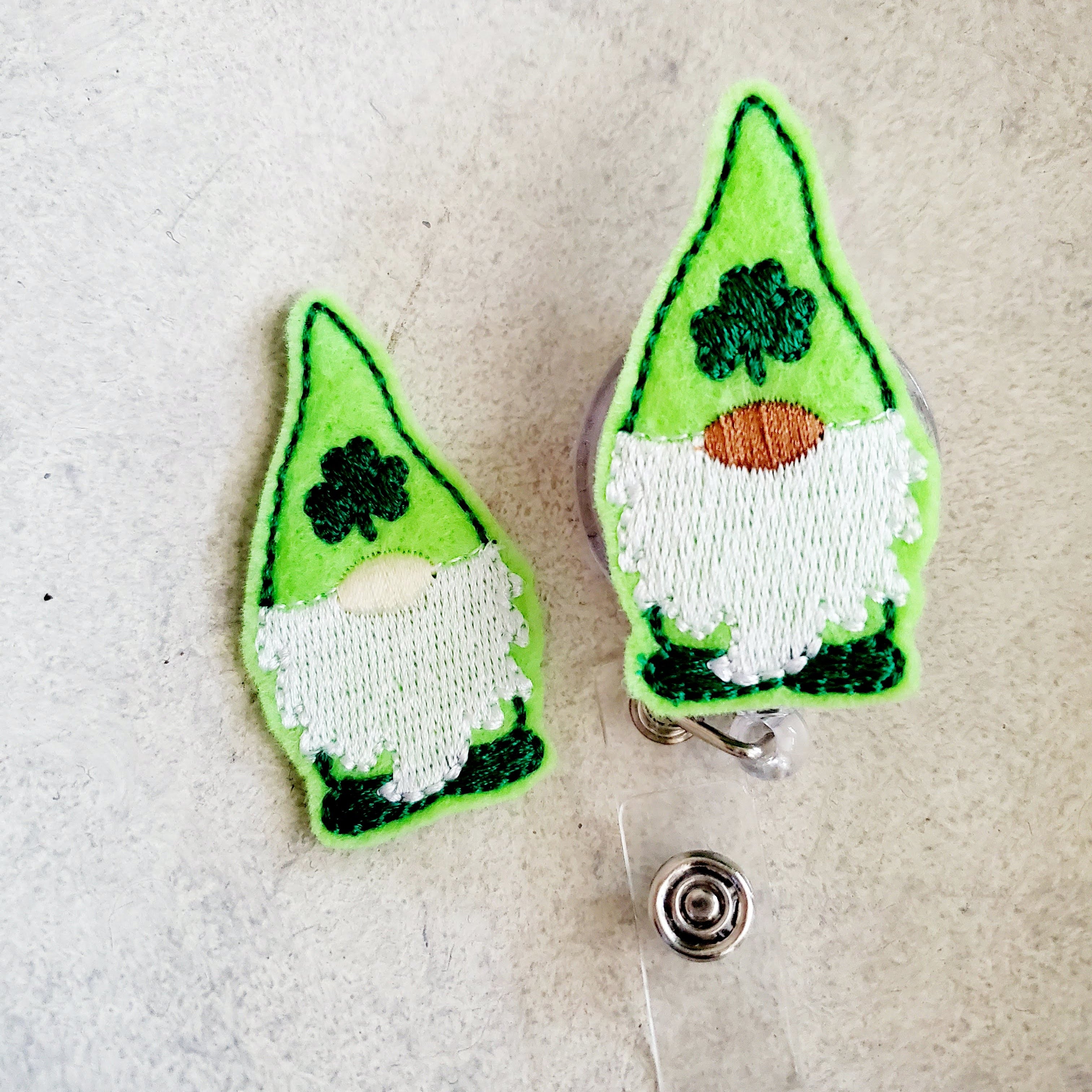 Vinyl Felt St Patricks Day Gnome Badge Topper + Reel - | Happie Potato Image 3