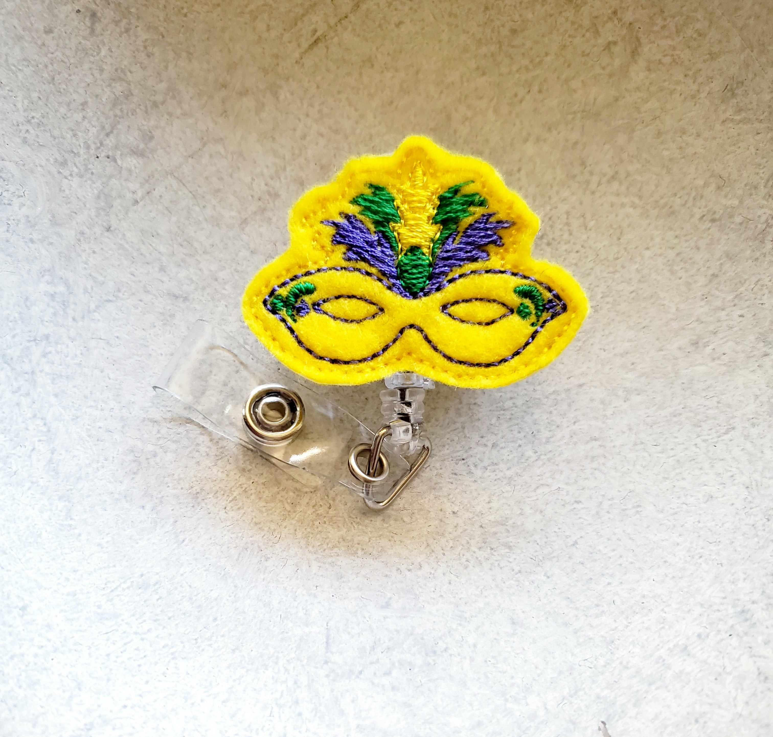 Mardi Gras Mask Badge Reel - love tan co.