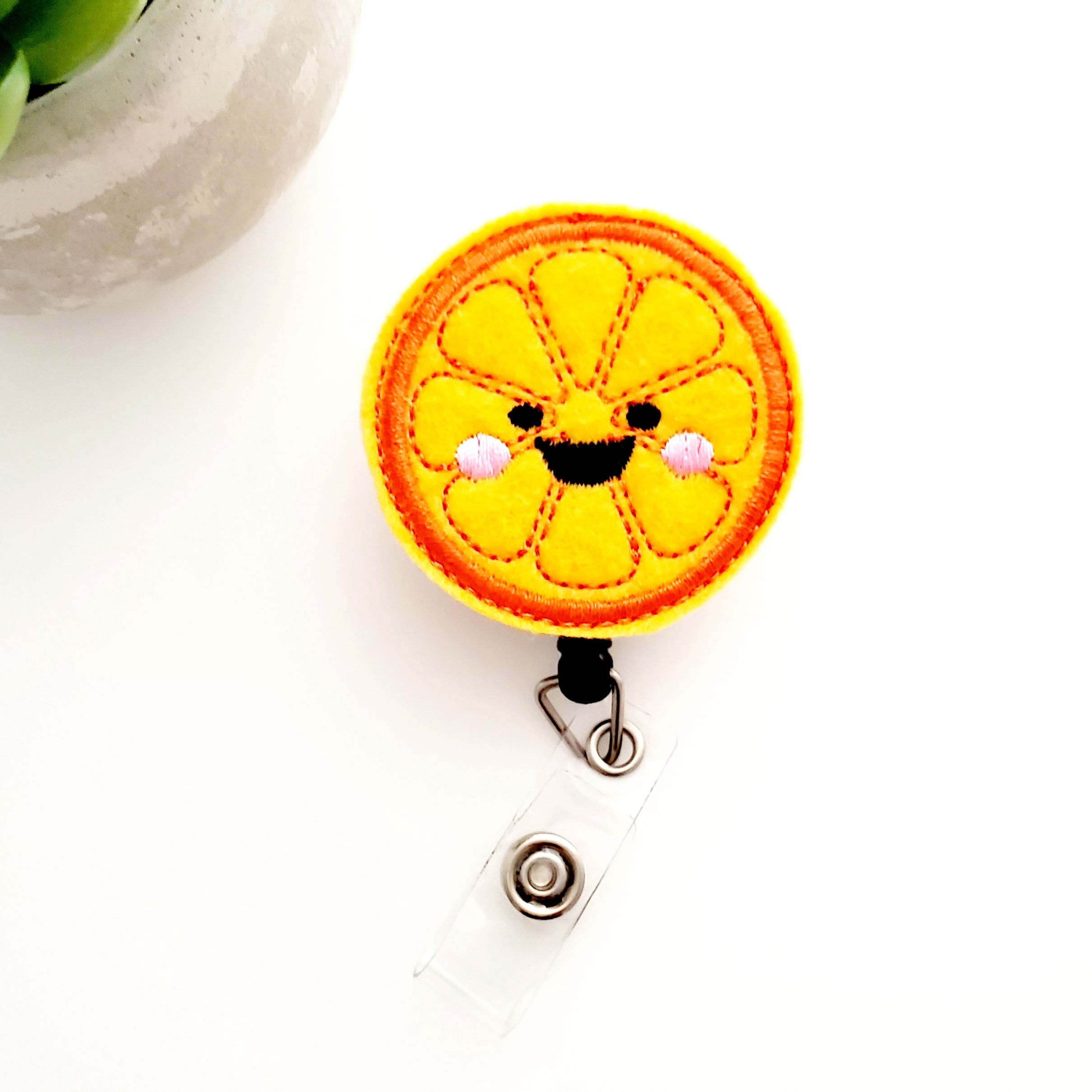 Felt Orange Pear Lemon Badge Topper + Reel - | Happie Potato Image 4