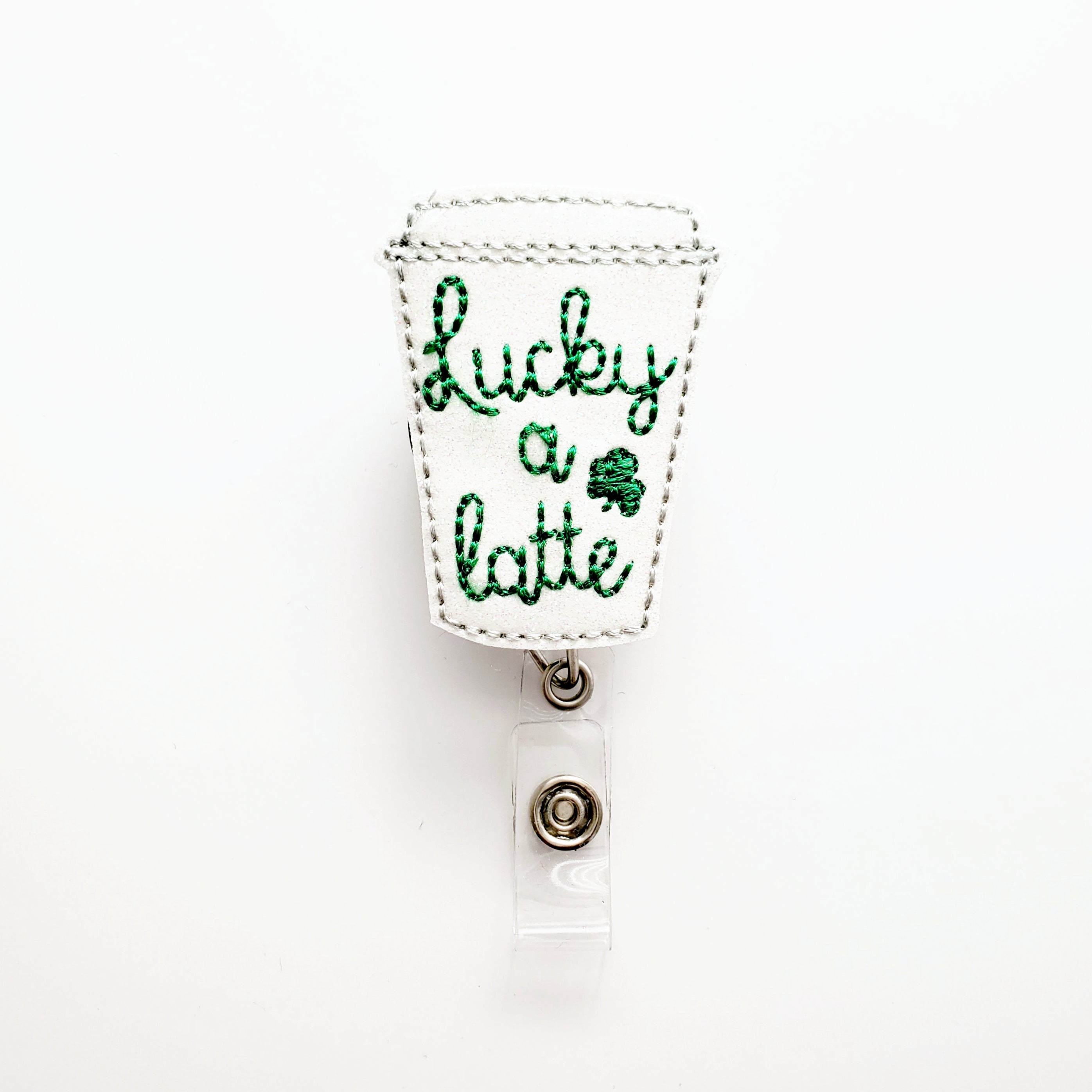 Vinyl Lucky a Latte Badge Topper + Reel - | Happie Potato Image 1