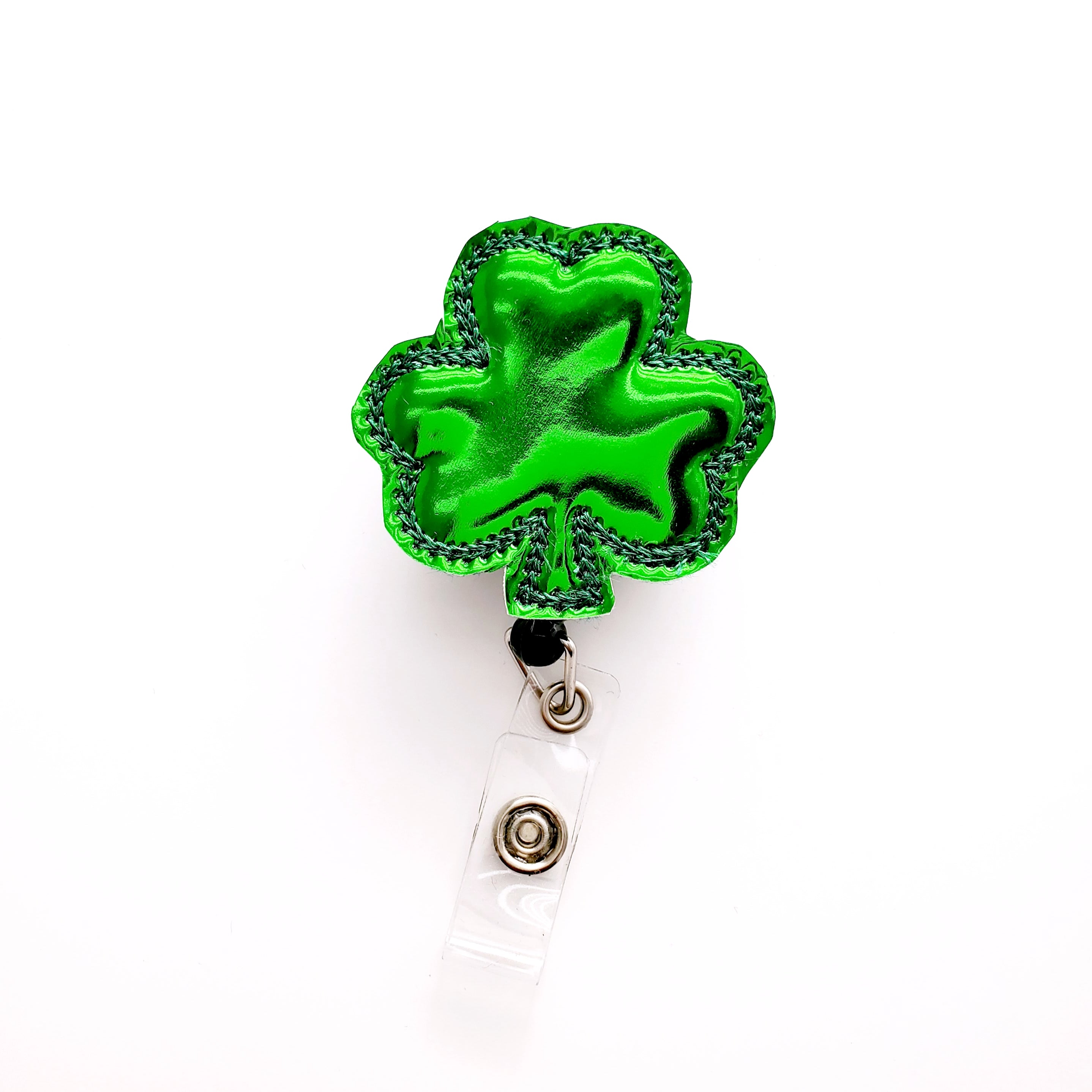 Vinyl Shiny Green Shamrock Badge Topper + Reel - | Happie Potato Image 1