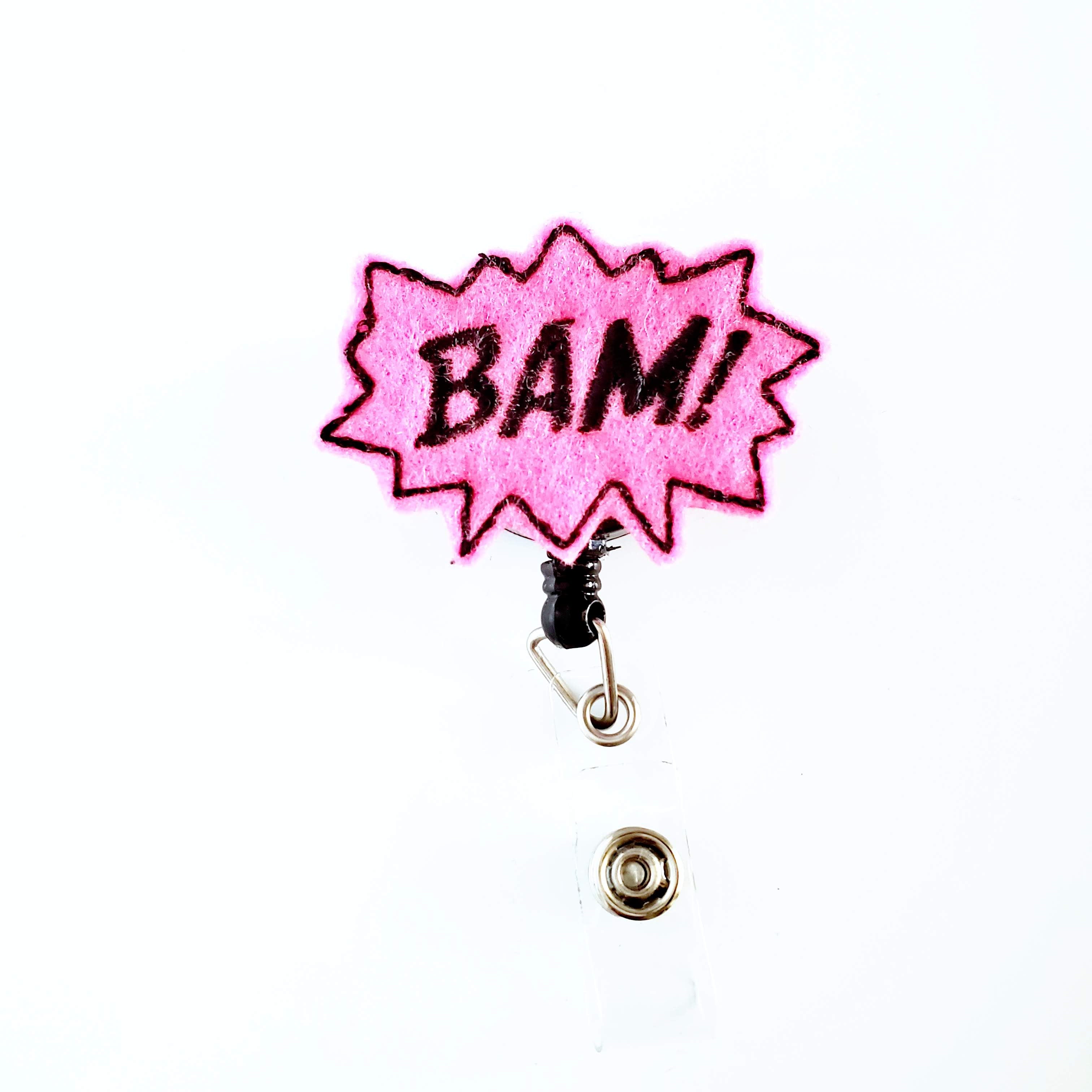 Felt Bam!! Black Oultine Badge Topper + Reel - | Happie Potato Image 1