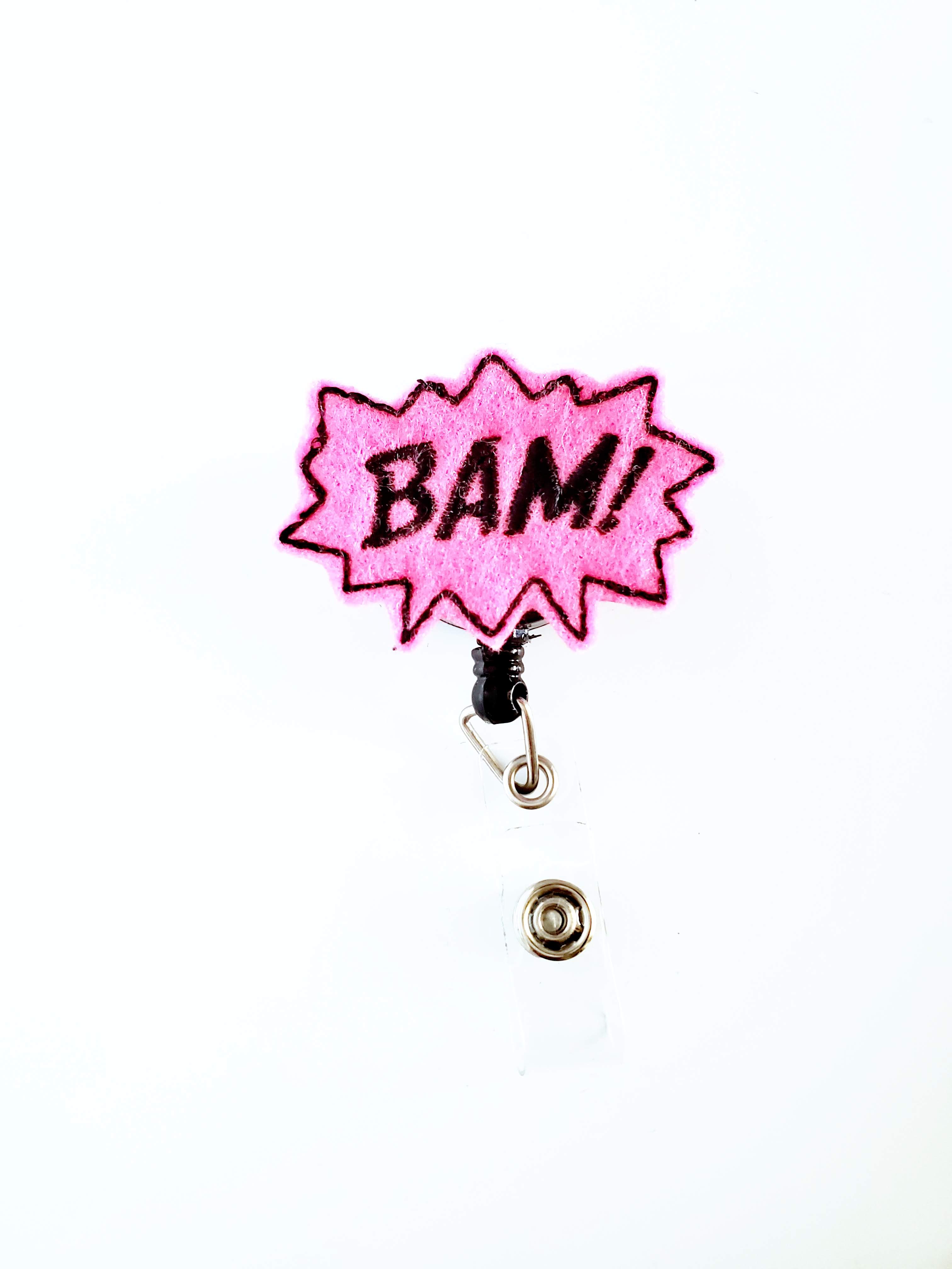 Felt Bam!! Black Oultine Badge Topper + Reel - | Happie Potato Image 1