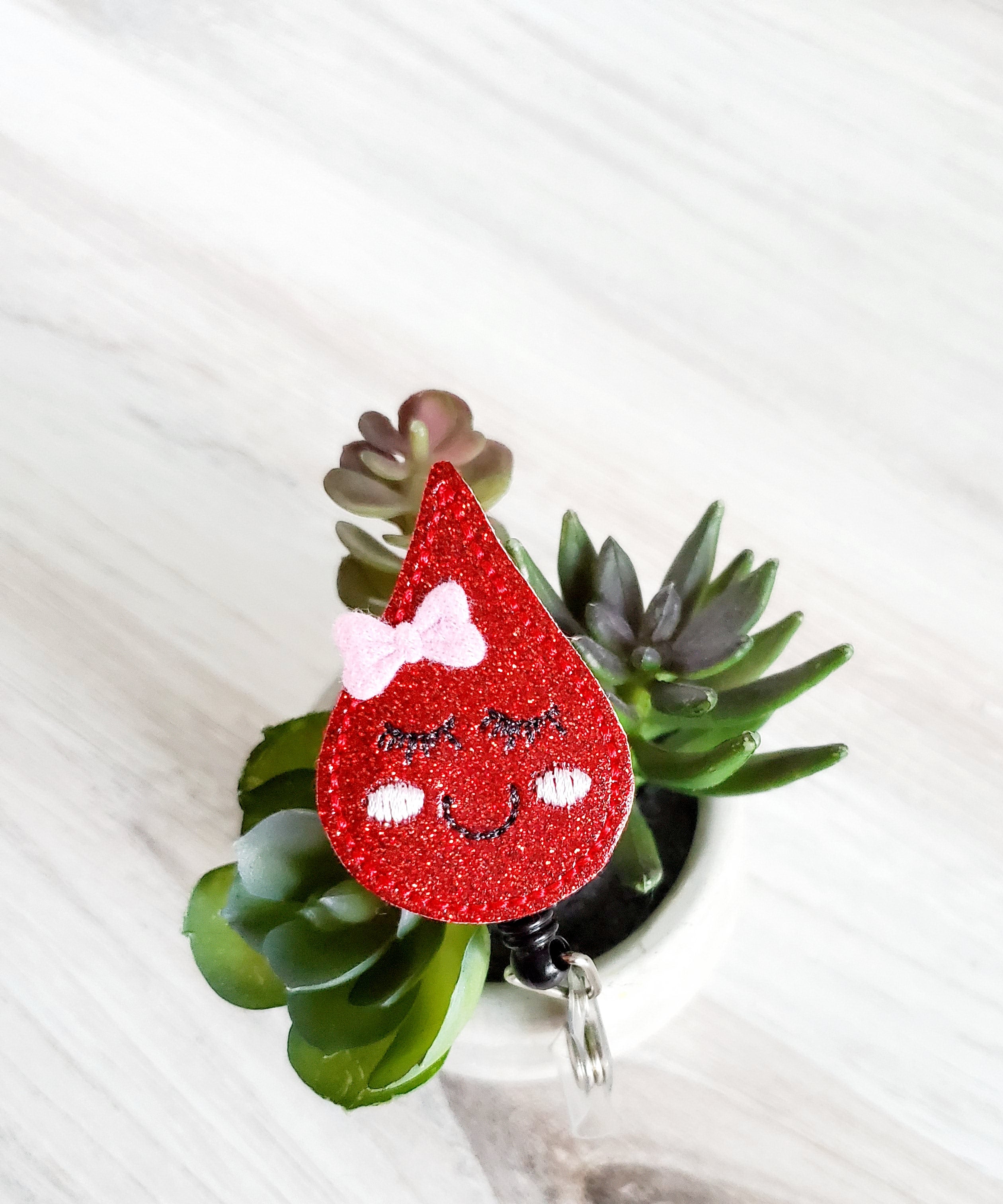 Vinyl – Kawaii Blood Drop Badge Topper + Reel - | Happie Potato Image 2