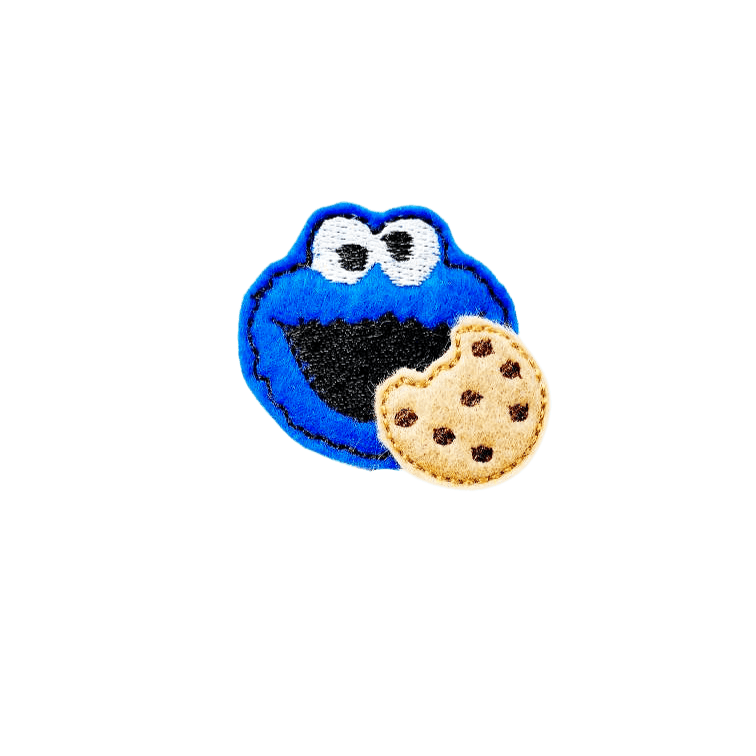 Felt Cookie Monster Badge Topper + Reel - | Happie Potato Image 1