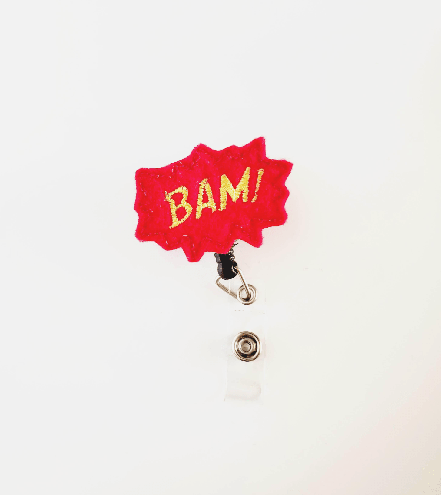 Felt Bam! Red Outline Badge Topper + Reel - | Happie Potato Image 1