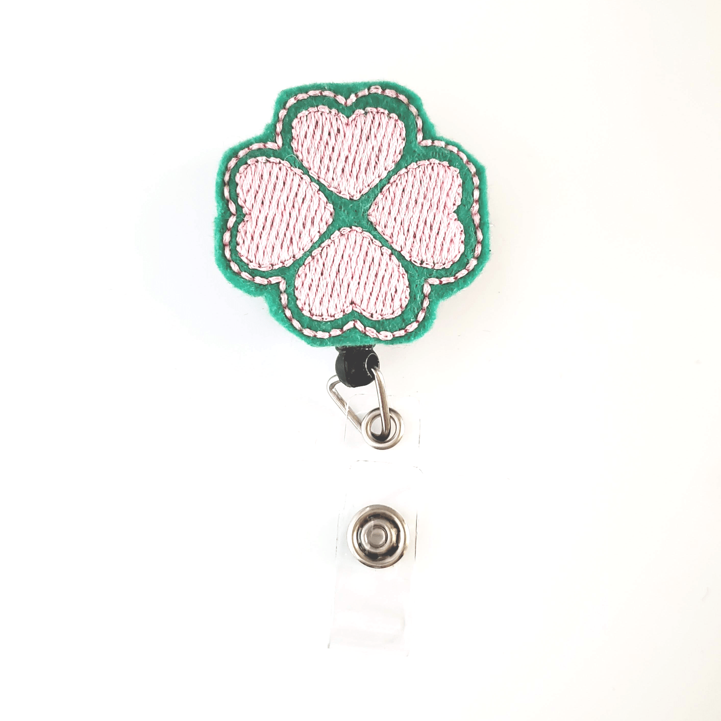 Felt Shamrock Pink and Green Badge Topper + Reel - | Happie Potato Image 1