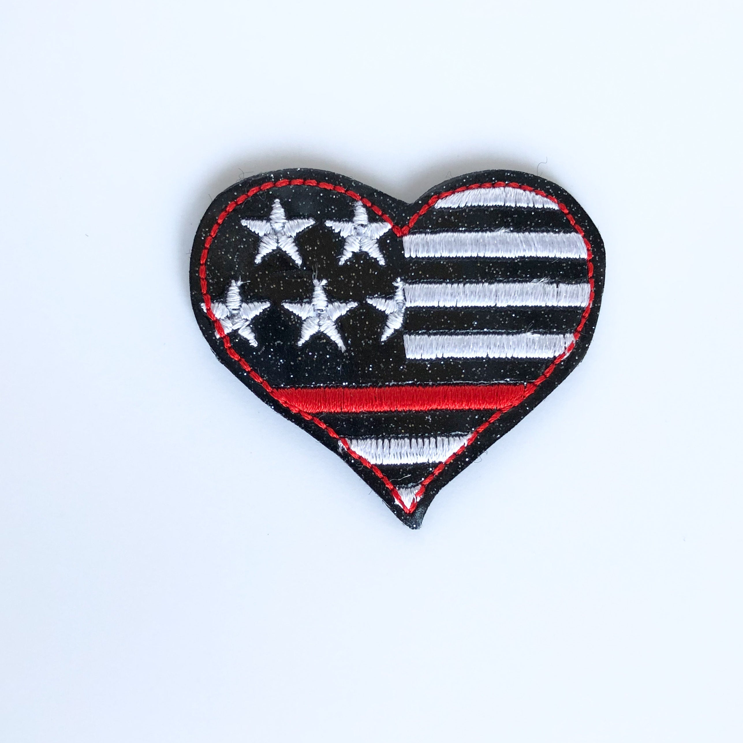 Vinyl Thin Red Line Badge - EMERGENCY Badge Topper + Reel - | Happie Potato Image 4