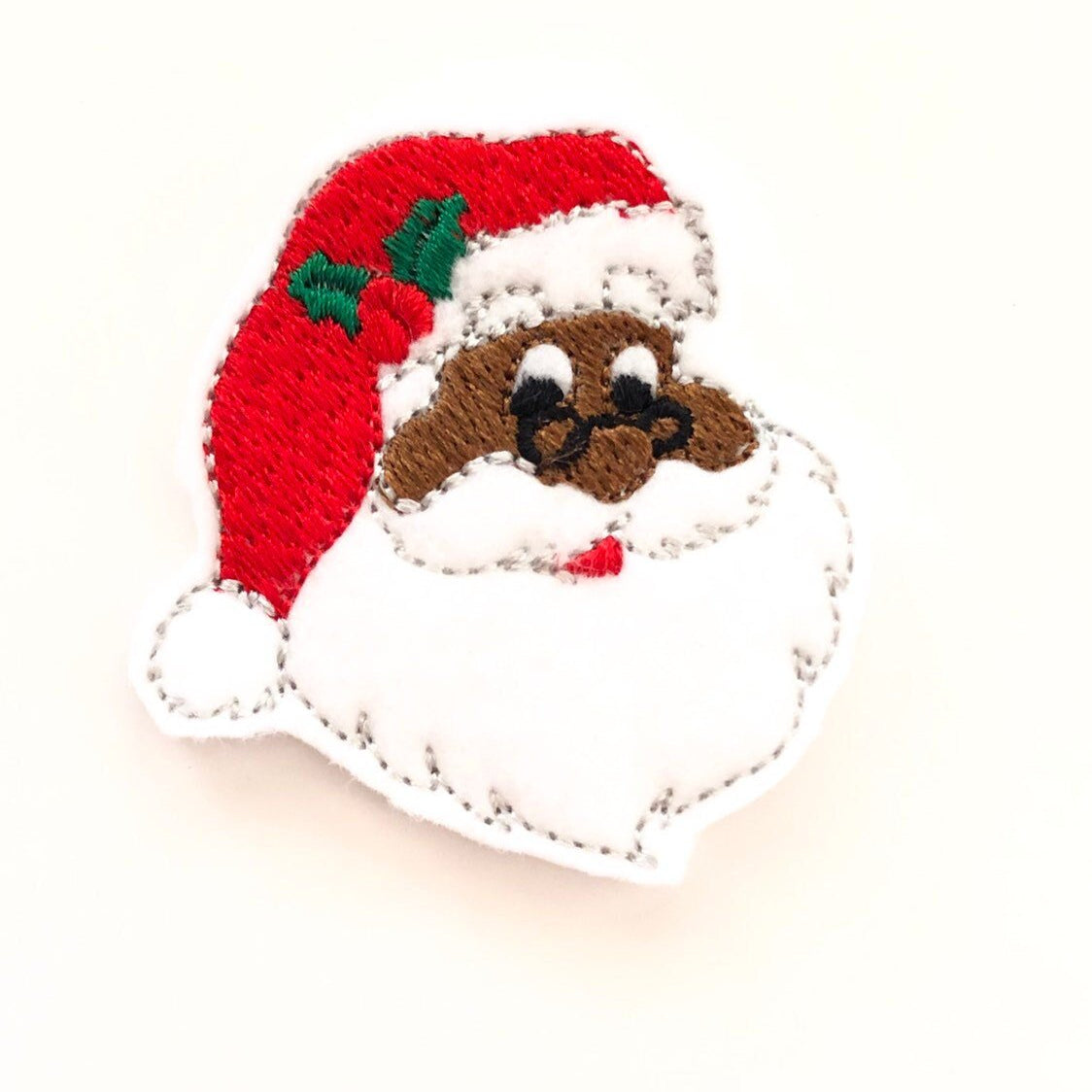 Felt Classic Black Santa Badge Topper + Reel - | Happie Potato Image 1