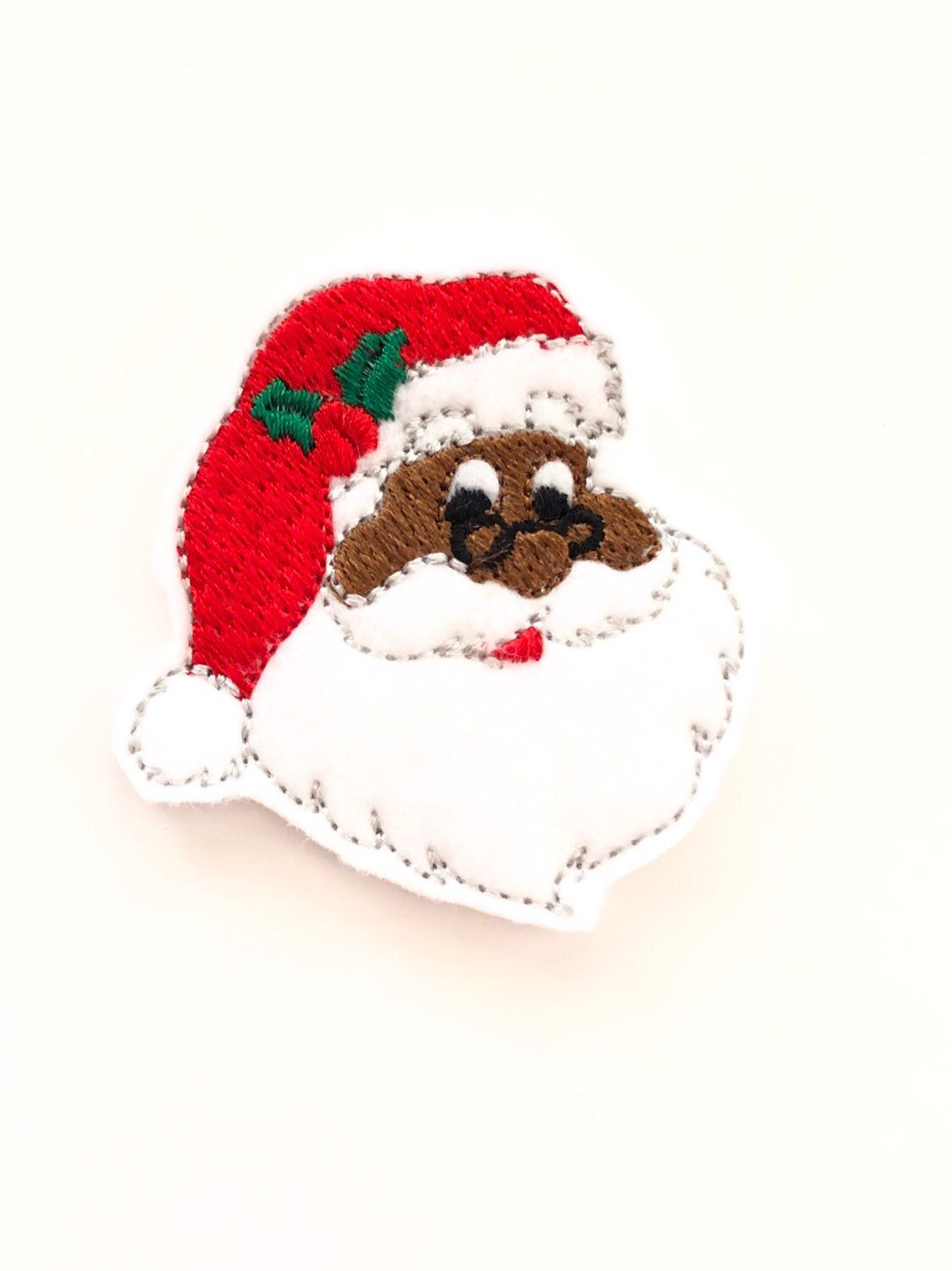 Felt Classic Black Santa Badge Topper + Reel - | Happie Potato Image 1