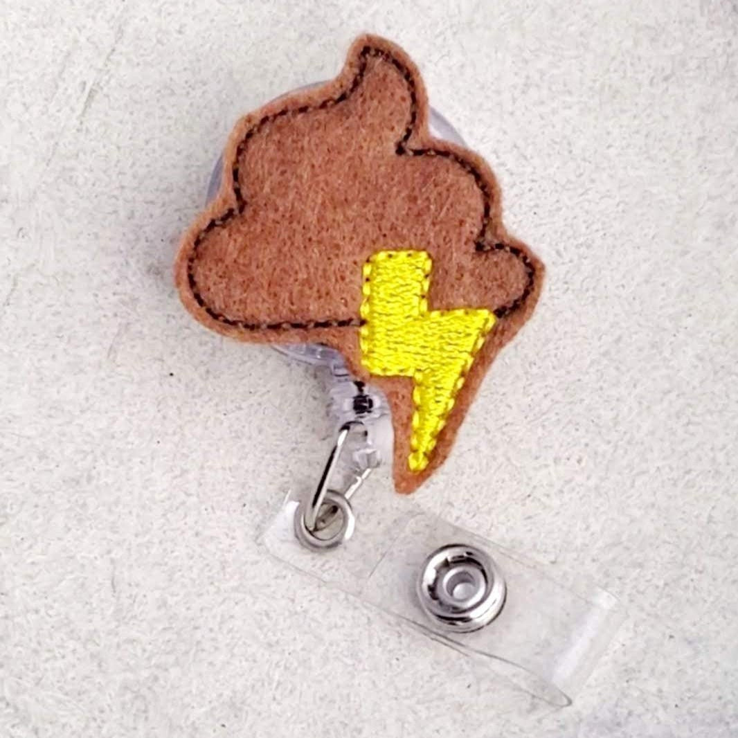 Felt Poop Storm Badge Topper + Reel - | Happie Potato Image 2