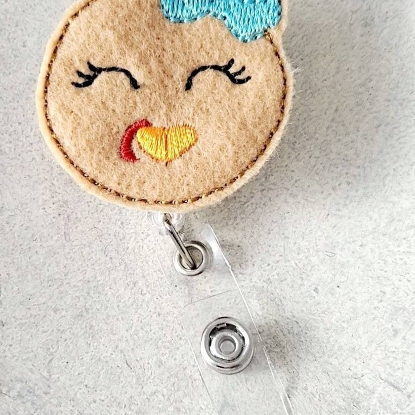 Felt Turkey Girl or Boy Face Badge Topper + Reel - | Happie Potato Image 2