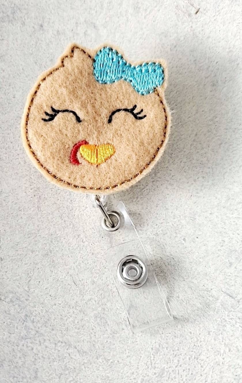 Felt Turkey Girl or Boy Face Badge Topper + Reel - | Happie Potato Image 2