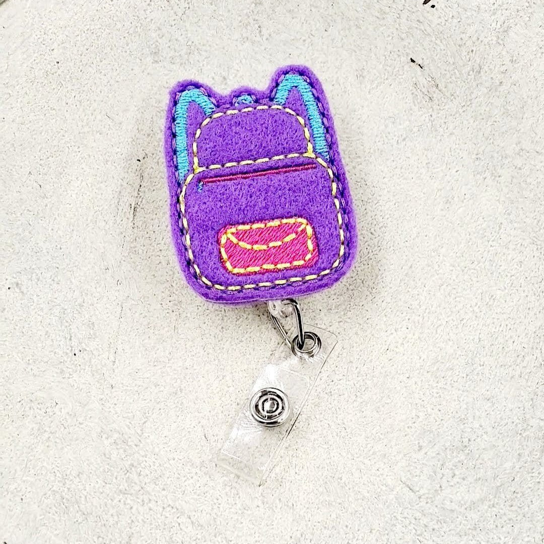 Felt School Backpack Badge Topper + Reel - | Happie Potato Image 2