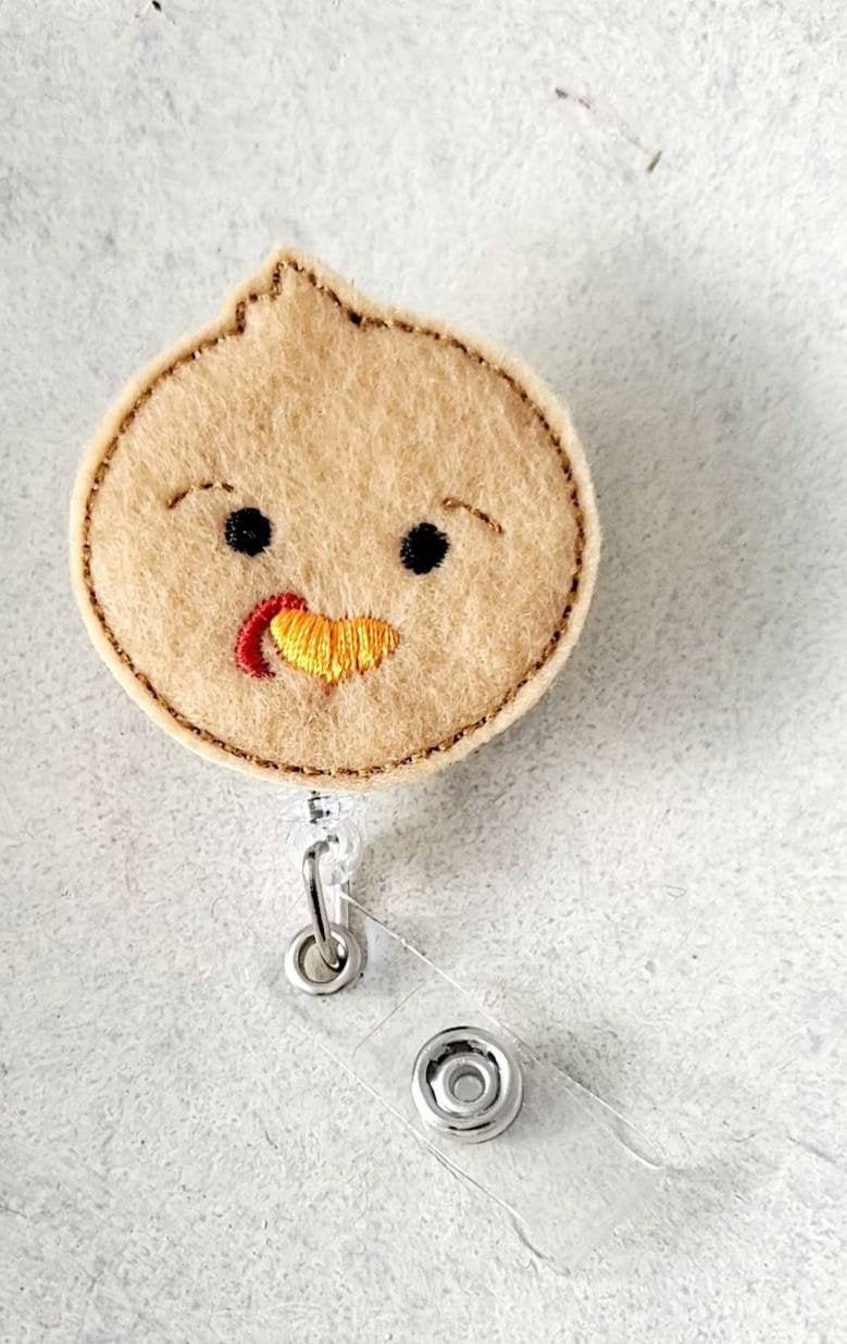 Felt Turkey Girl or Boy Face Badge Topper + Reel - | Happie Potato Image 3