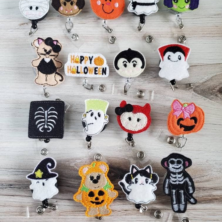 Felt - PICK 1 Halloween Badge Topper + Reel - | Happie Potato Image 2
