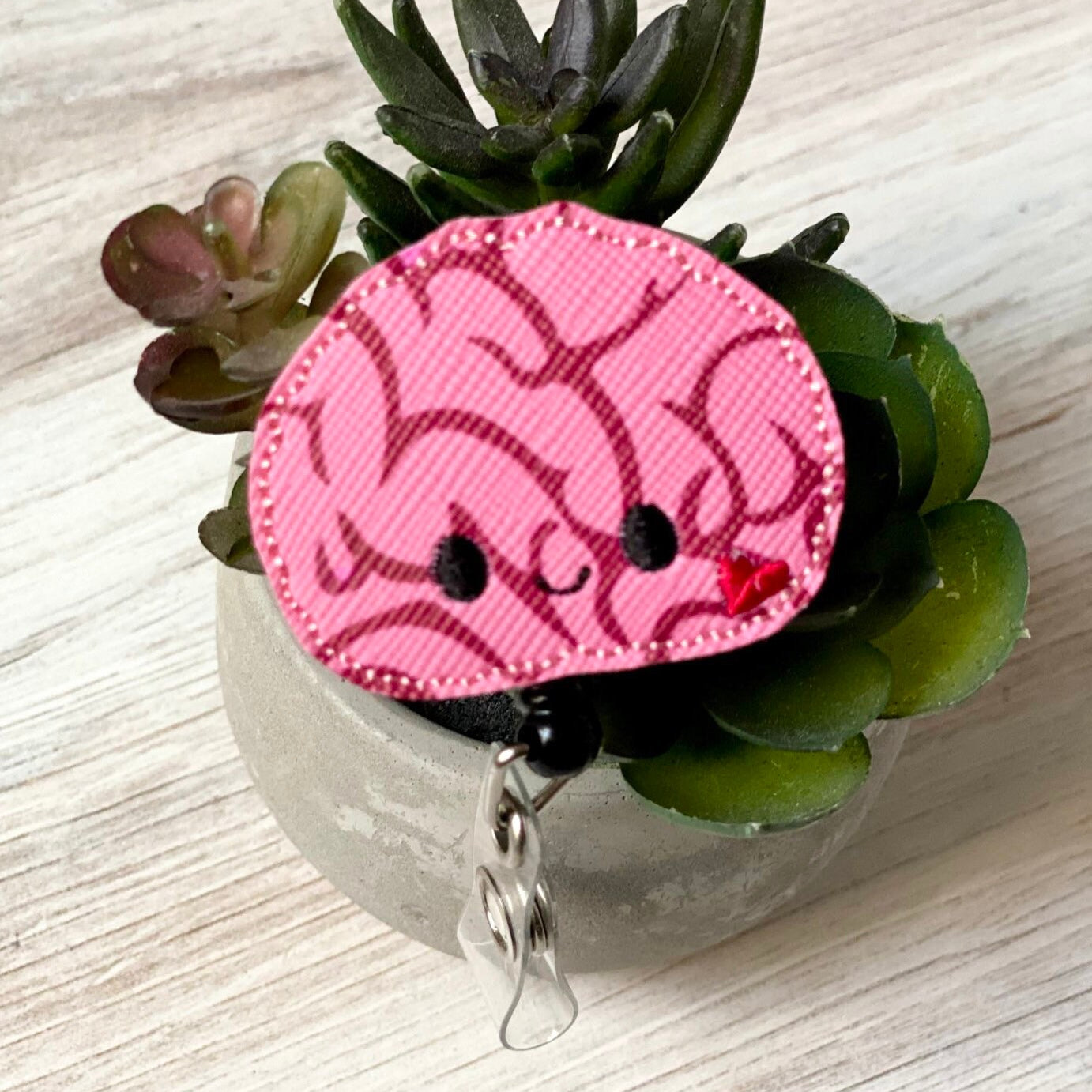 Vinyl Brain Badge Badge Topper + Reel - | Happie Potato Image 3