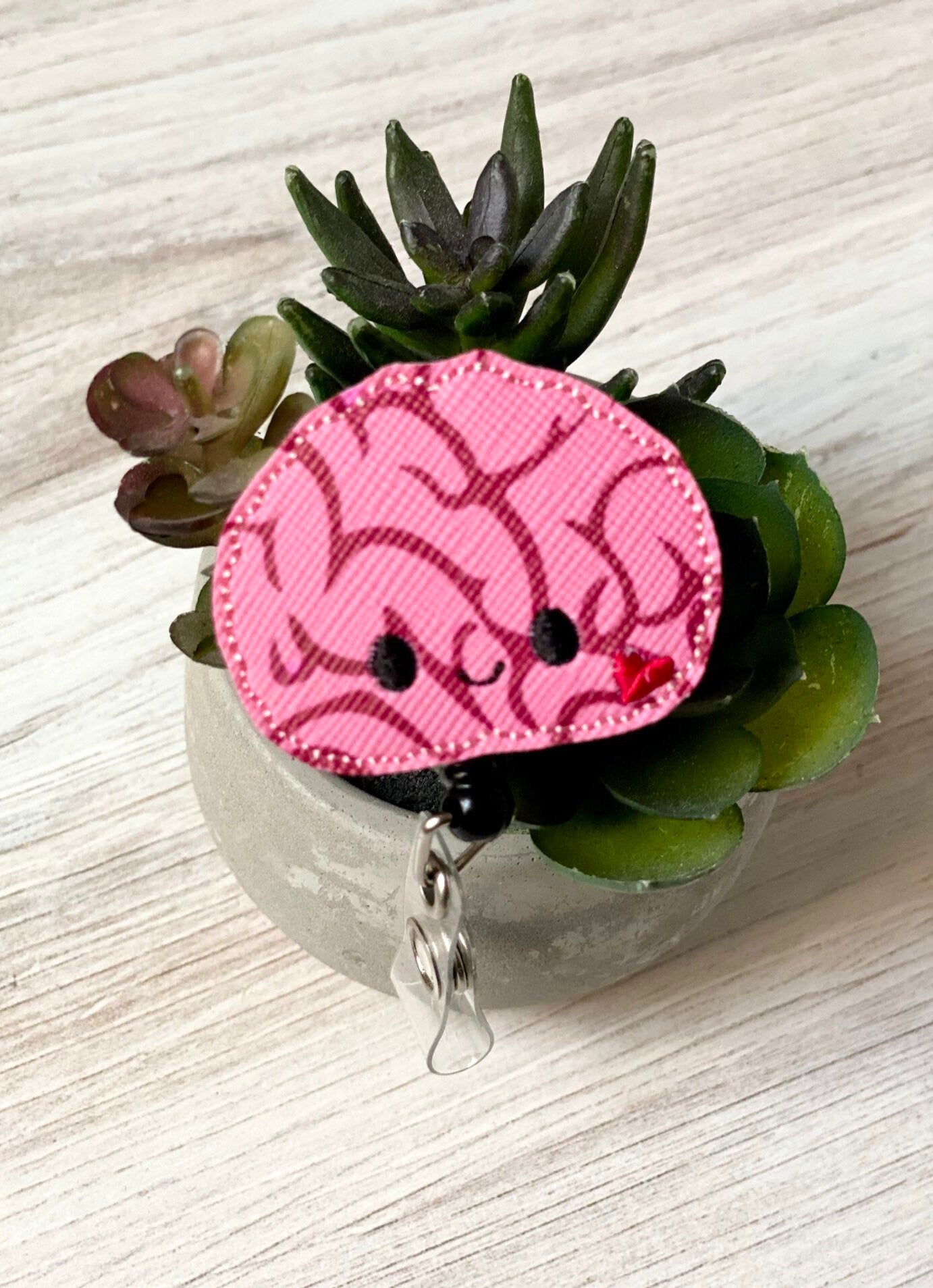 Vinyl Brain Badge Badge Topper + Reel - | Happie Potato Image 3