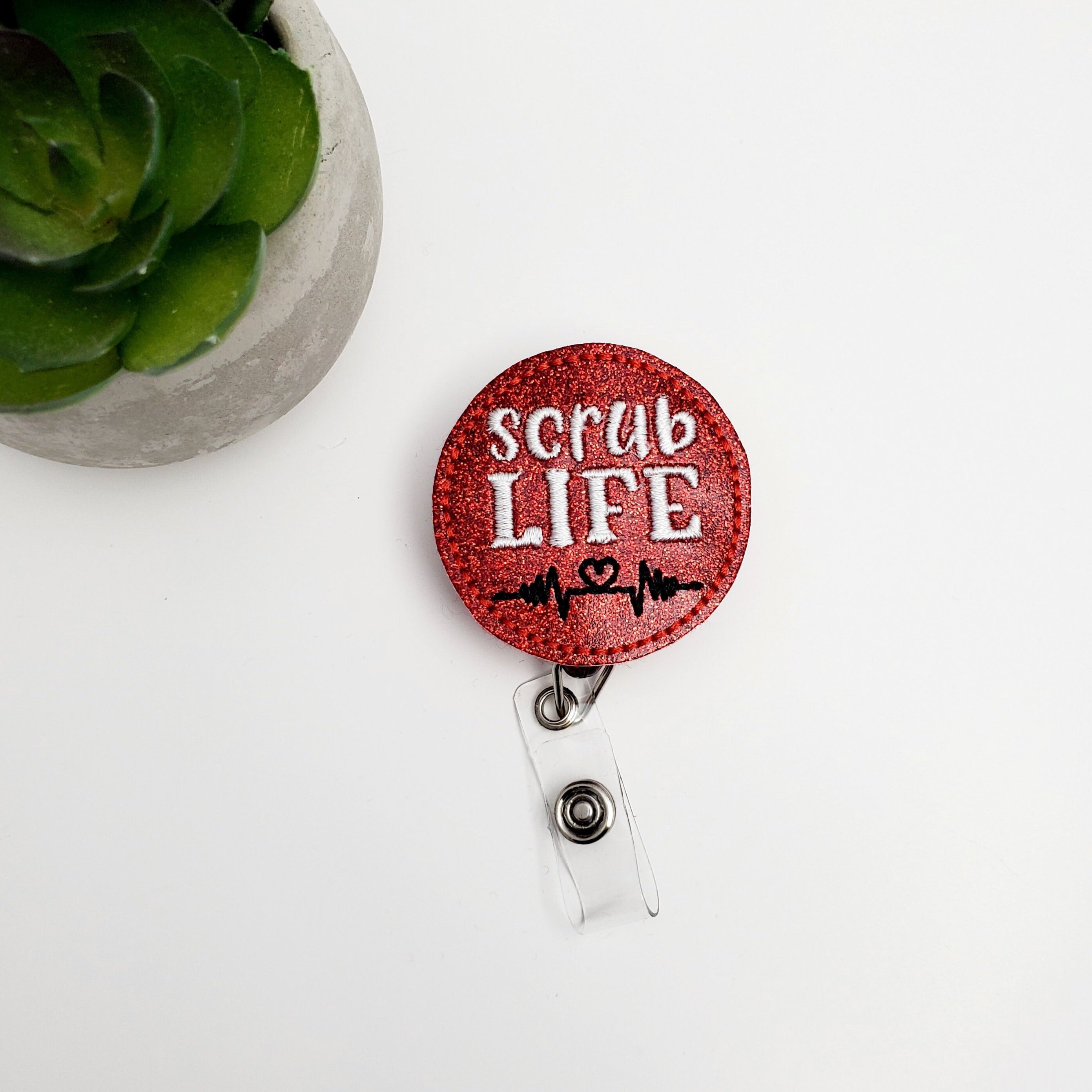 Vinyl Scrub Life Badge Topper + Reel - | Happie Potato Image 3
