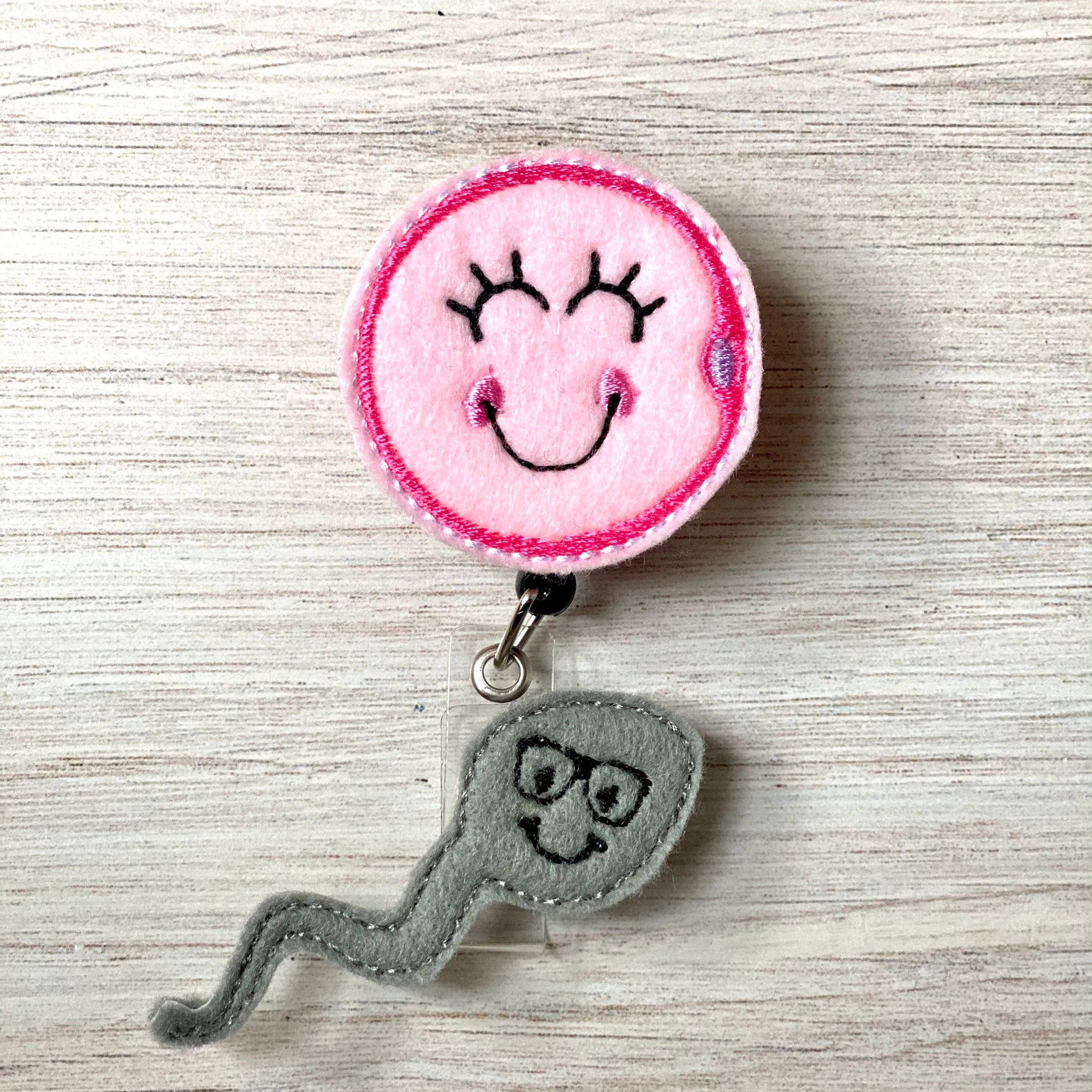 Felt Egg and Sperm Fertility Badge Reel - | Happie Potato Image 2