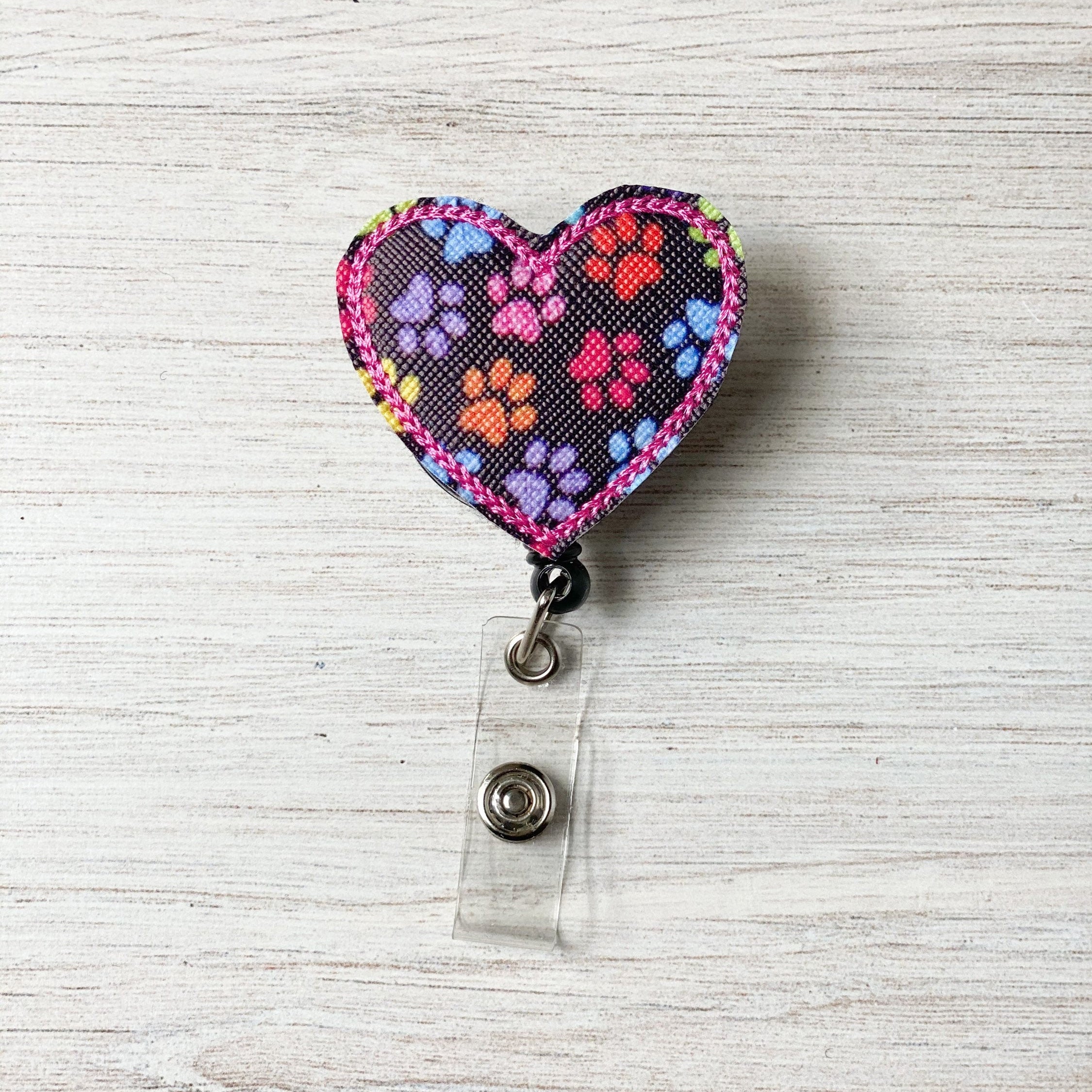 Vinyl Paw Print Heart Badge Topper + Reel - | Happie Potato Image 3