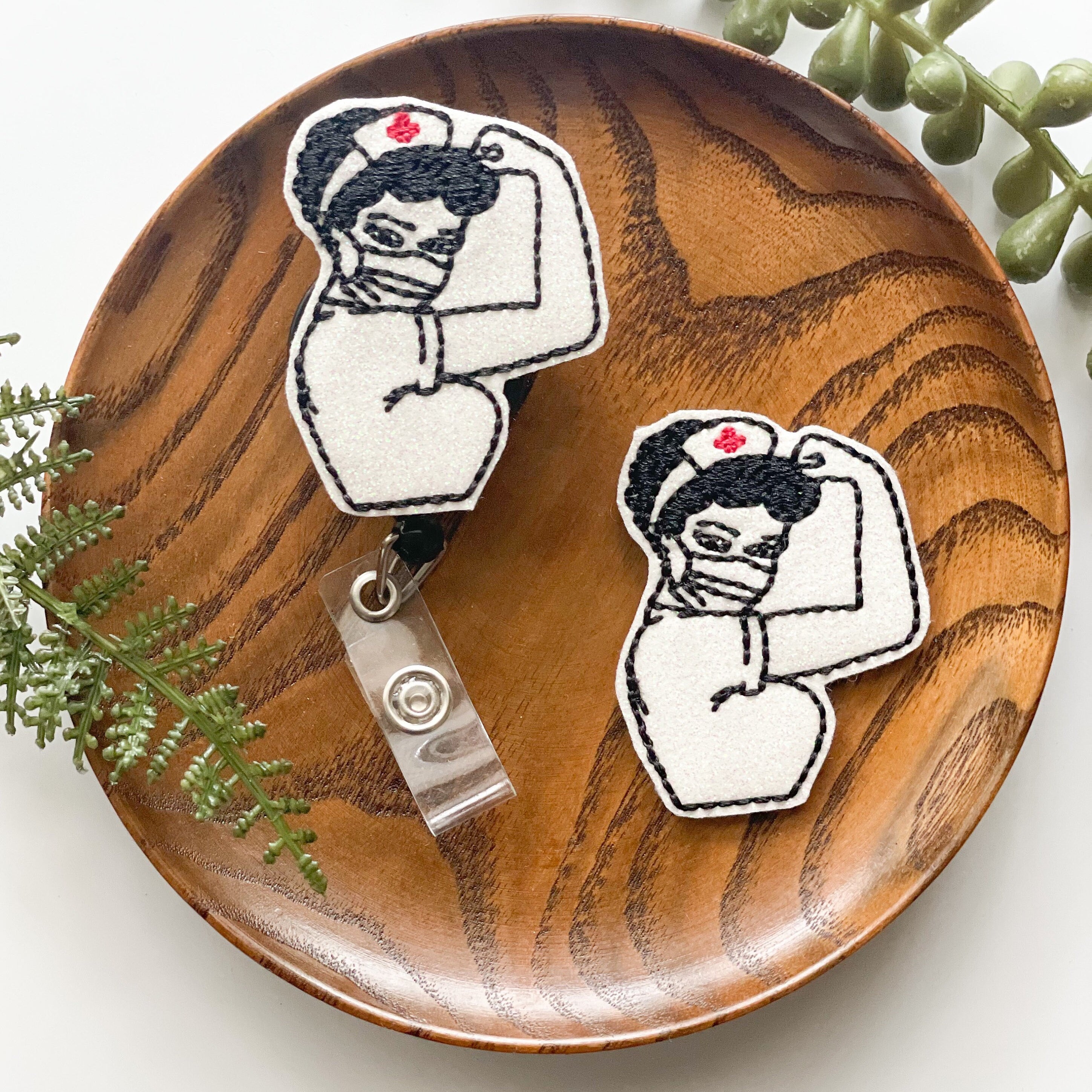 Vinyl Strong Nurse Badge Topper + Reel - | Happie Potato Image 3