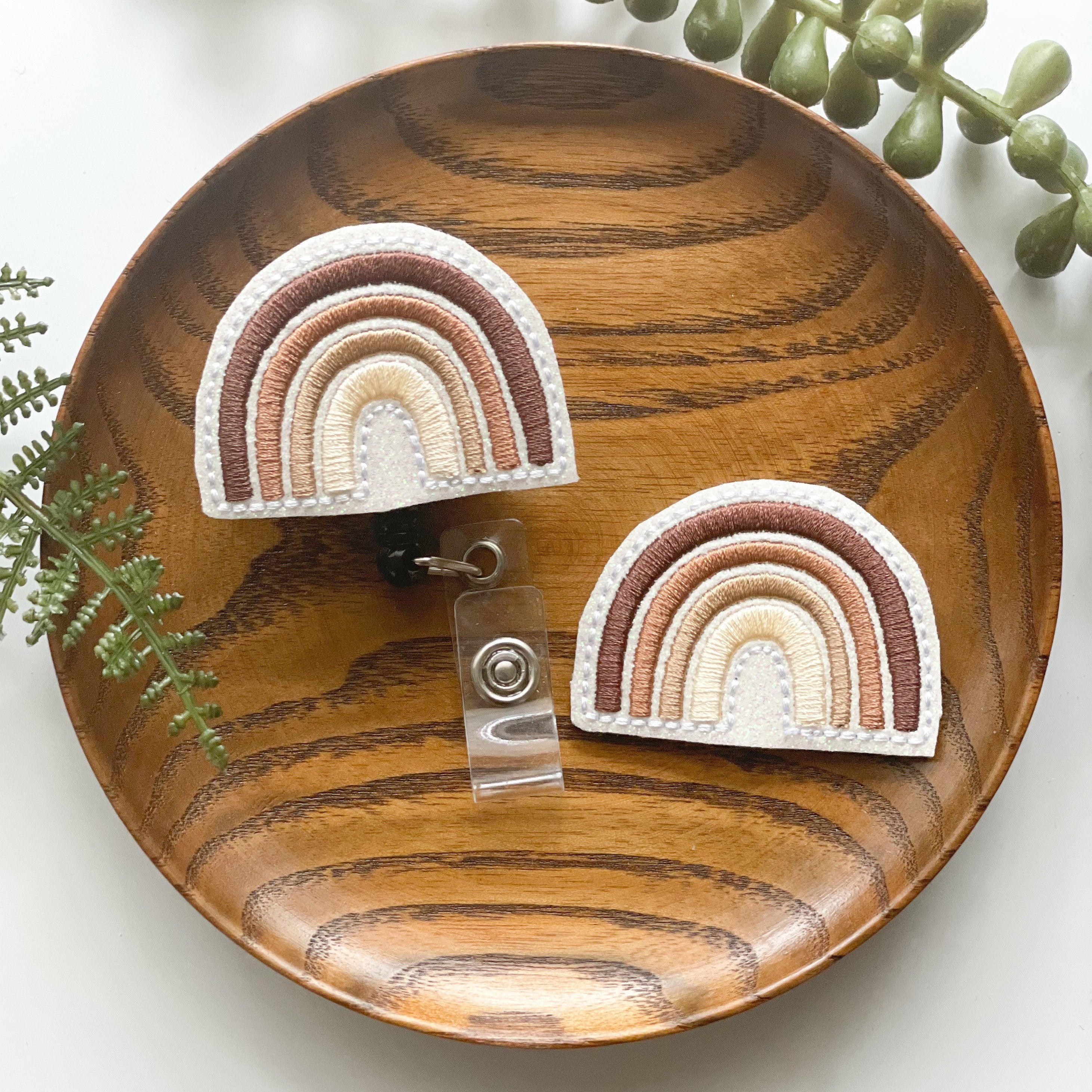 Vinyl Neutral Rainbow Badge Topper + Reel - | Happie Potato Image 2