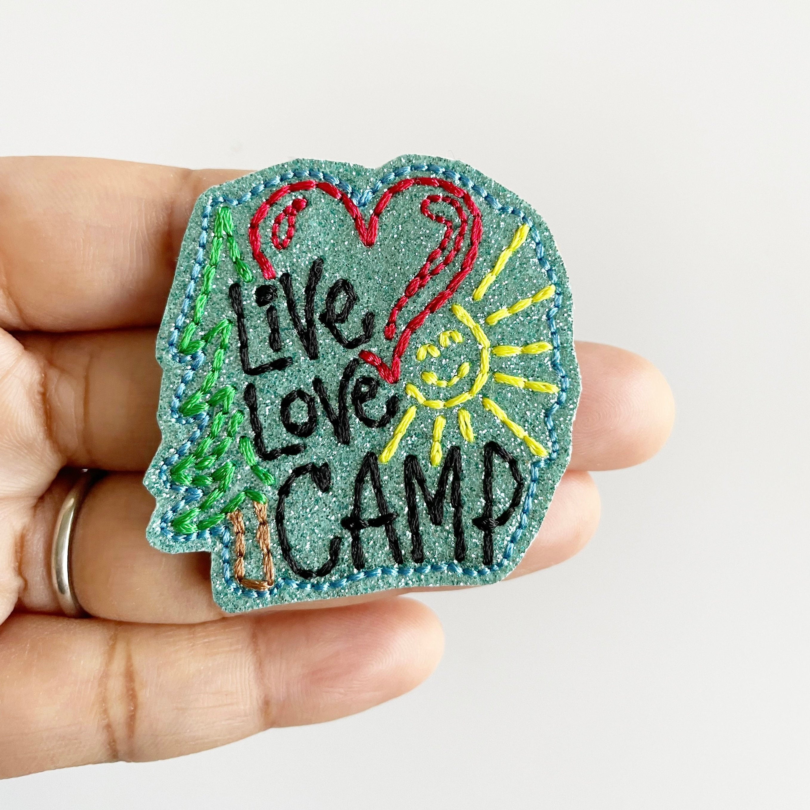 Vinyl Live Love Camping Badge Topper + Reel - | Happie Potato Image 1