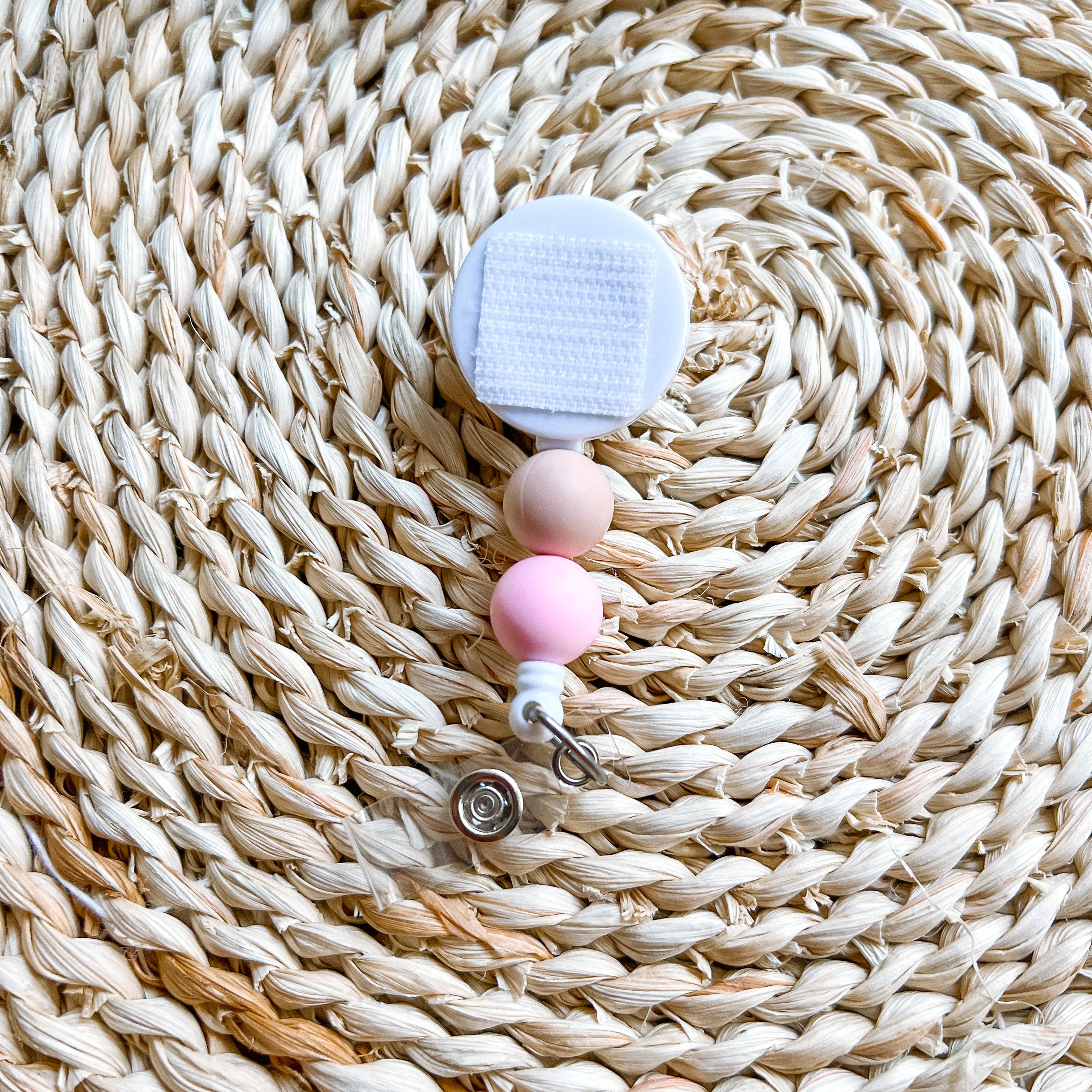 Beige and Pink Interchangeable Badge Reel - | Happie Potato Image 2