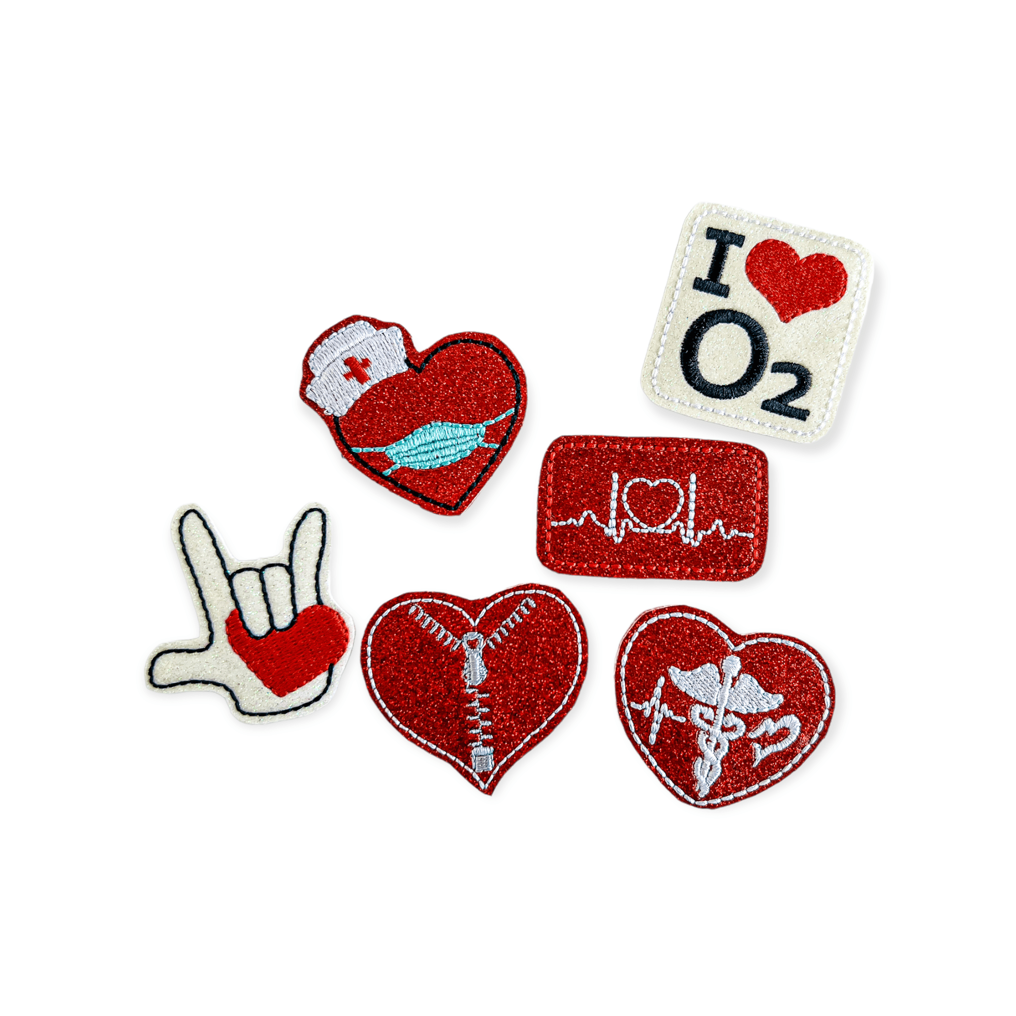 Vinyl Nurse Heart I Love O2 Badge Topper + Reel - | Happie Potato Image 1