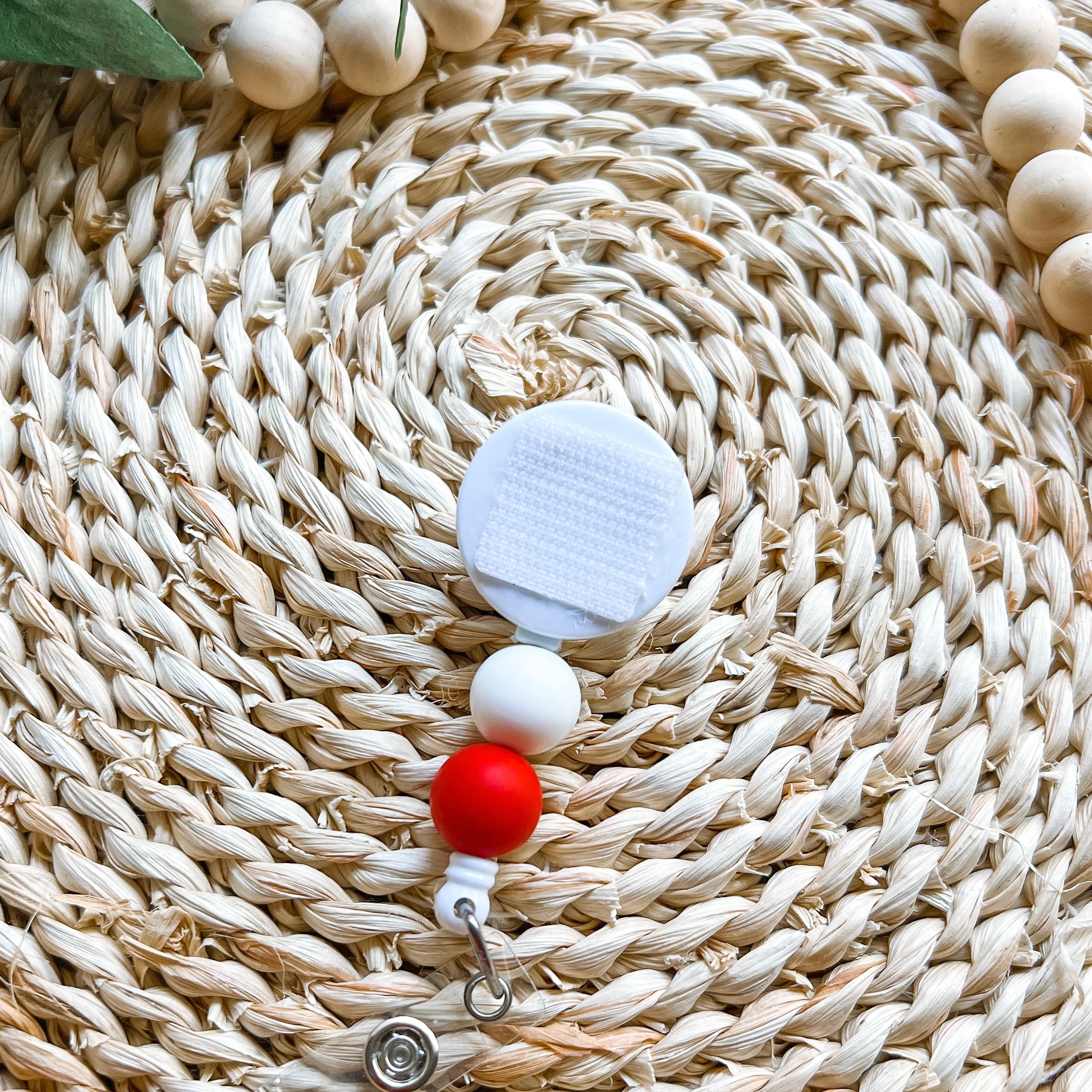 White and Red Interchangeable Badge Reel - | Happie Potato Image 2