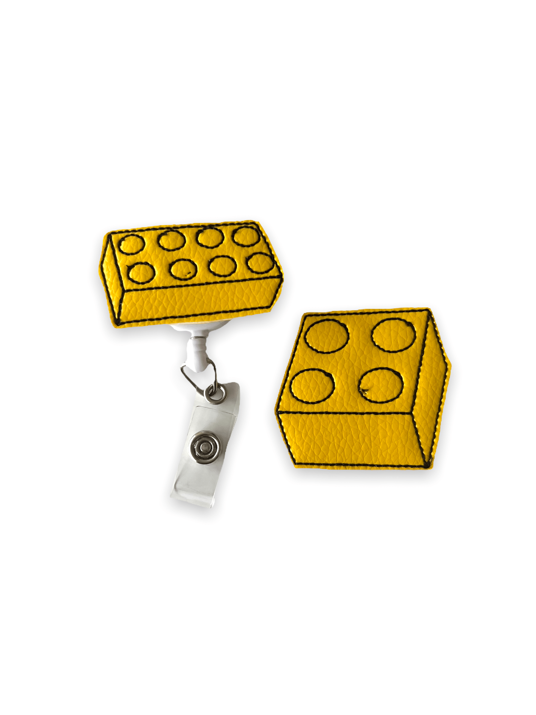 Vinyl Lego Brick Badge Topper + Reel - | Happie Potato Image 1