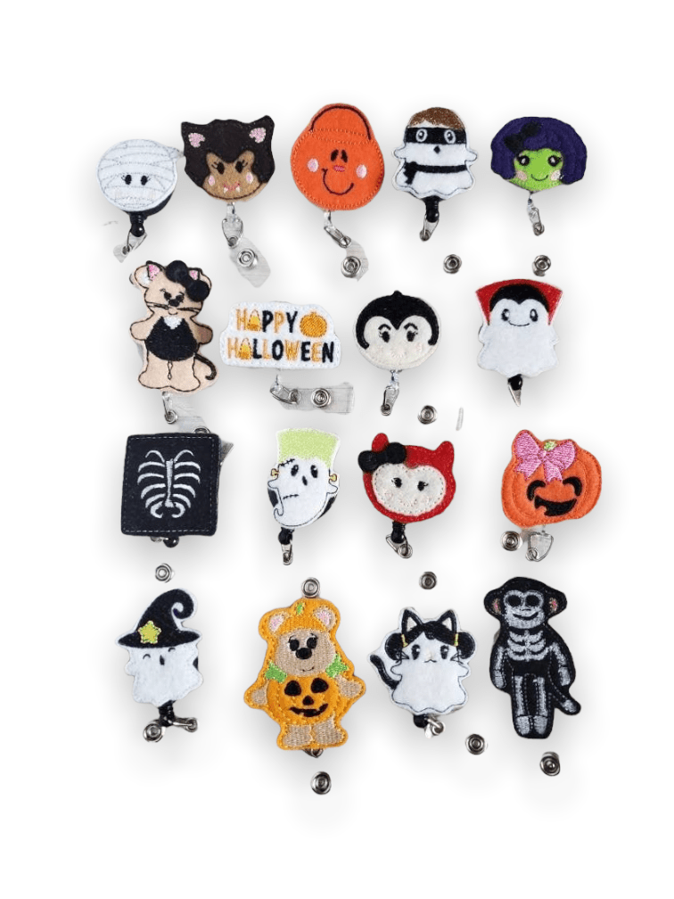 Felt - PICK 1 Halloween Badge Topper + Reel - | Happie Potato Image 1