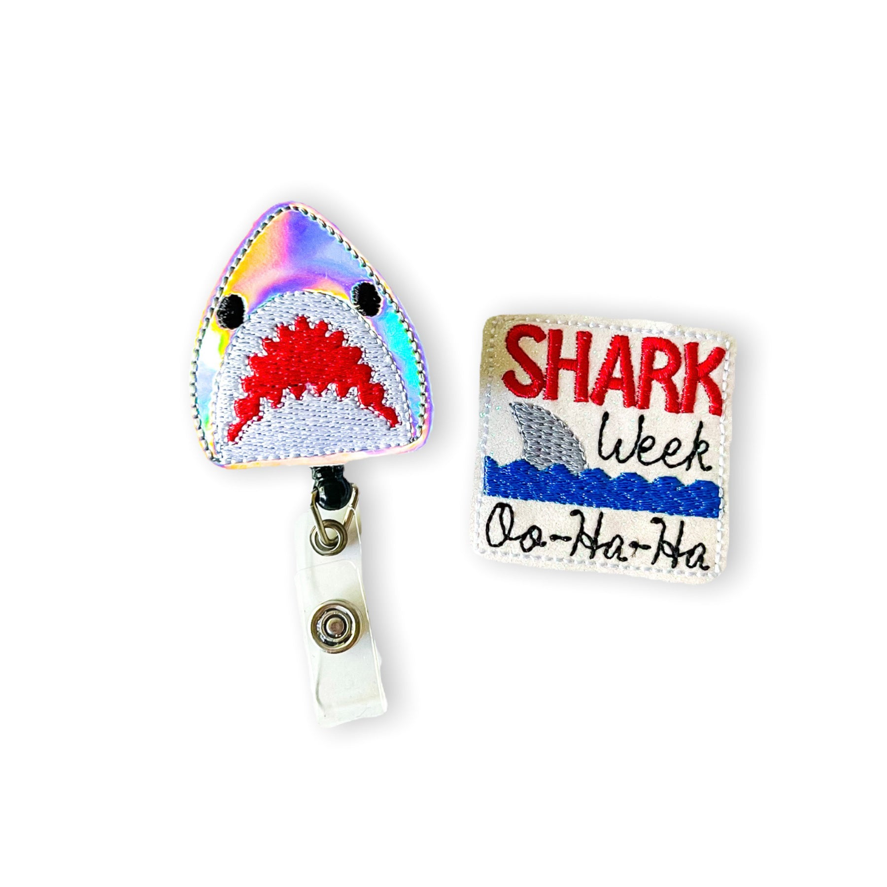 Shark Week Shark Face Badge Topper + Reel - | Happie Potato Image 1