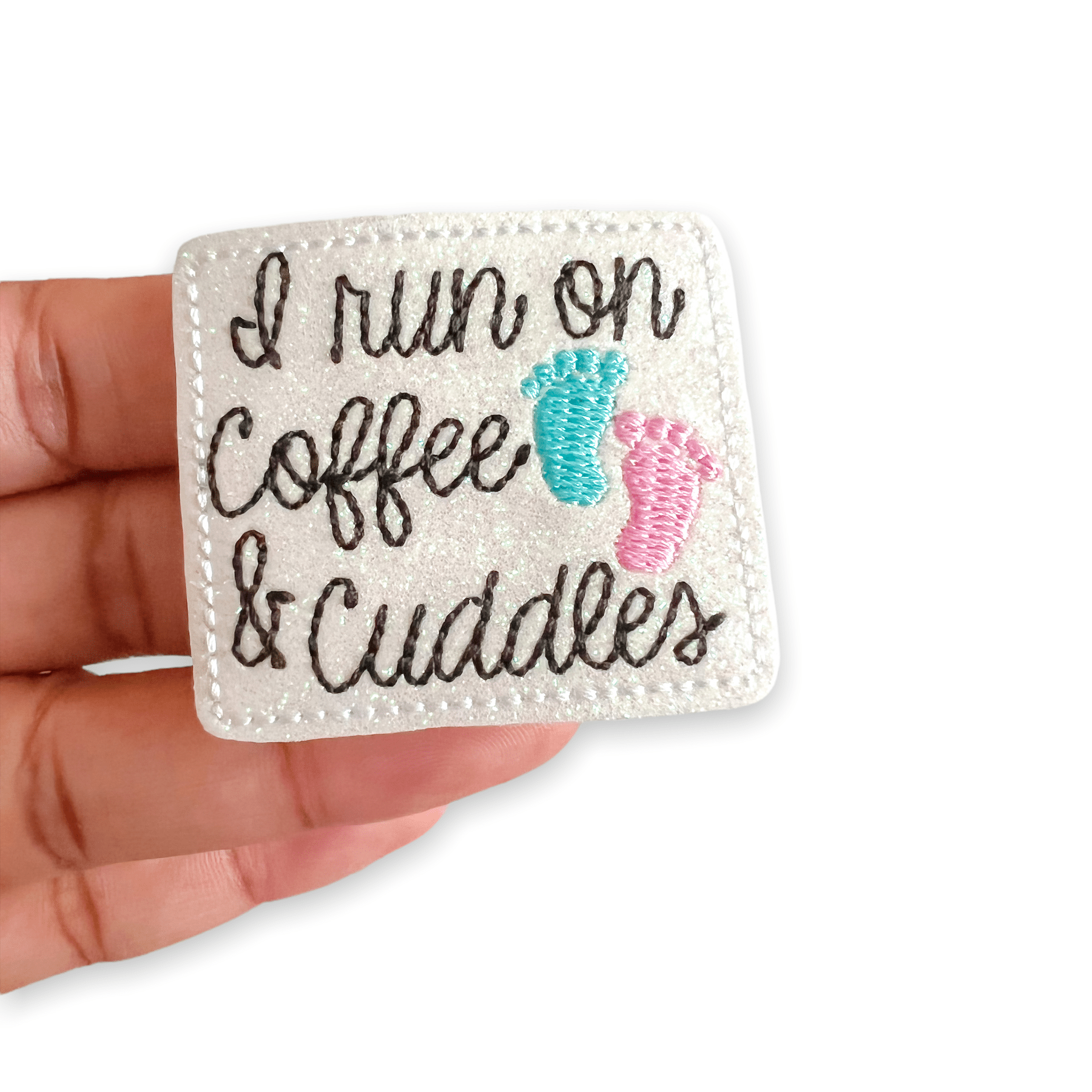 Vinyl I Run On Coffee & Cuddles Badge Topper + Reel - | Happie Potato Image 3