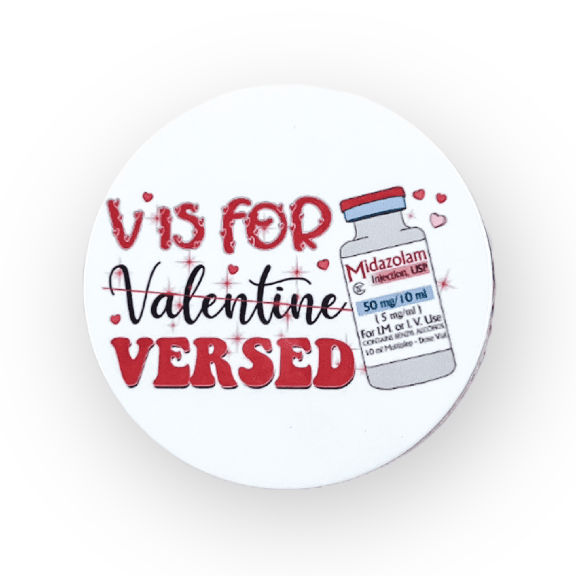Acrylic V is for Pharmacist Badge Topper + Reel - | Happie Potato Image 1