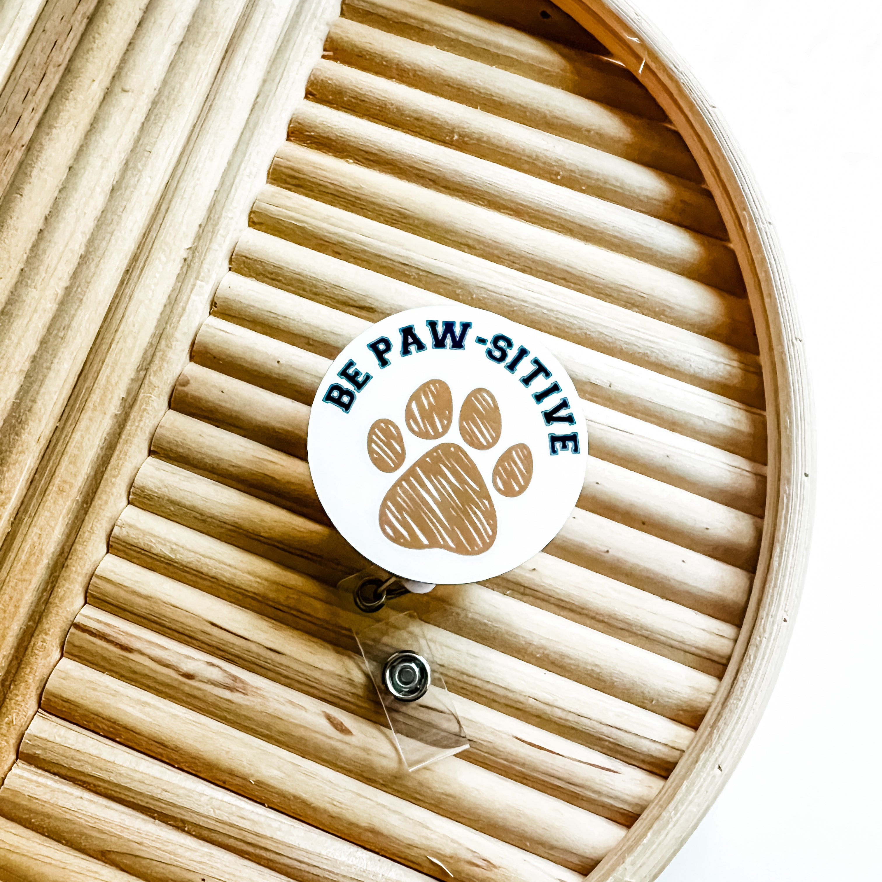 Acrylic Be Paw - sitive Vet Nurse Badge Topper + Reel - | Happie Potato Image 2
