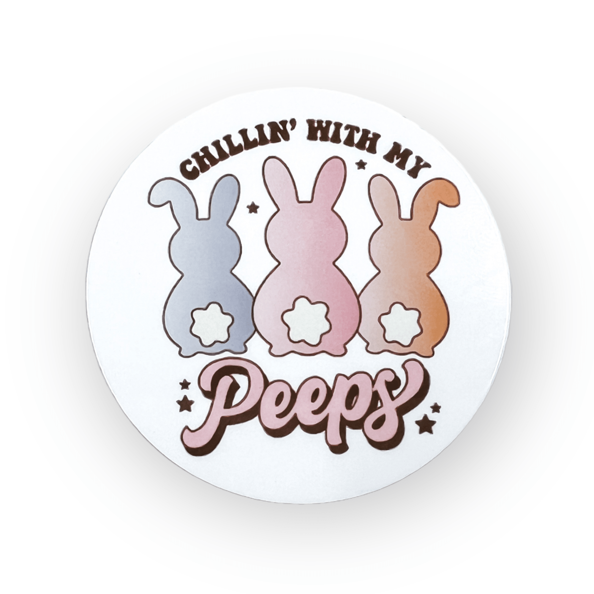 Acrylic Chillin’ With My Peeps Badge Topper + Reel - | Happie Potato Image 1
