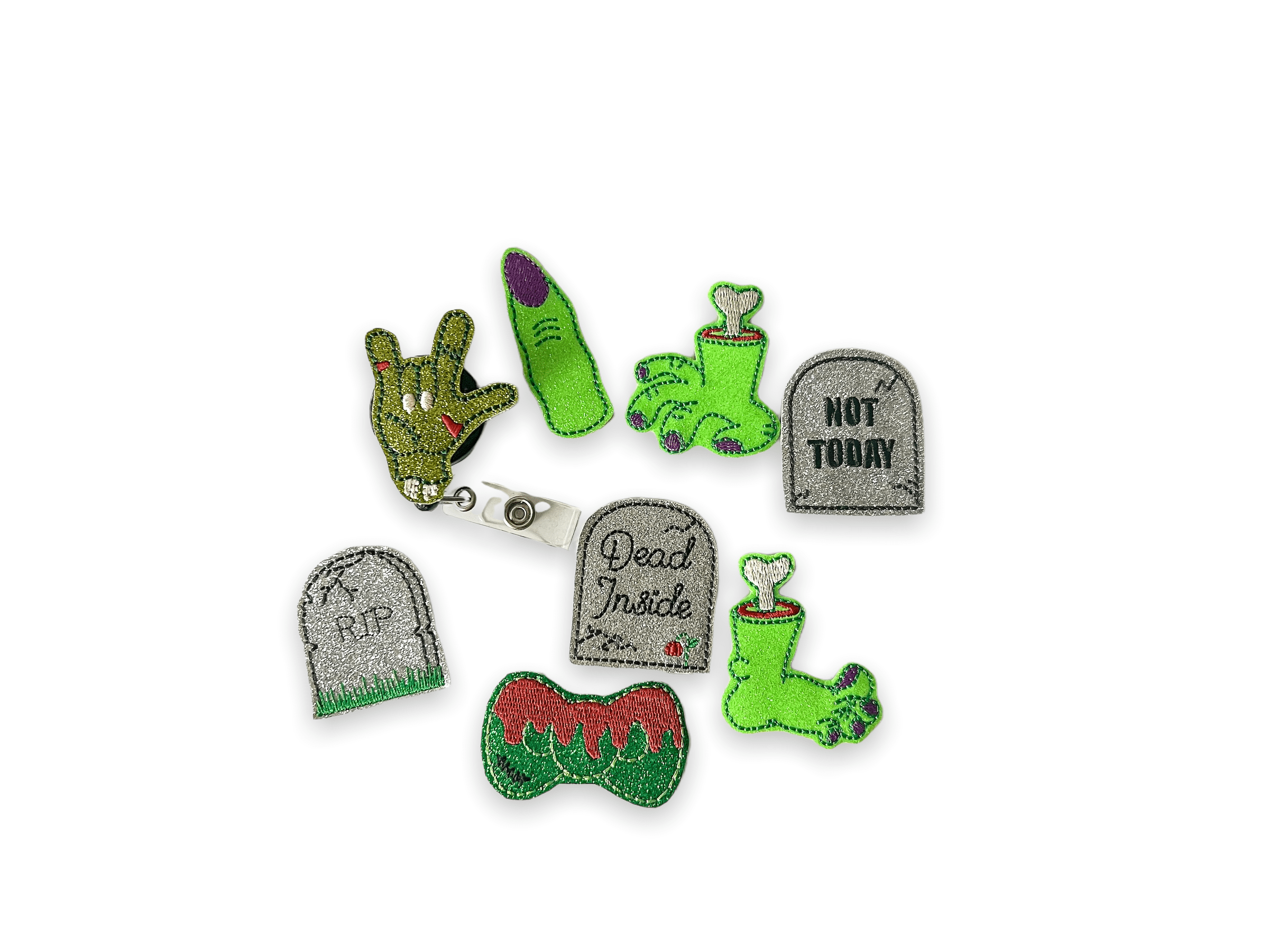 Vinyl Zombie Finger Dead Inside Badge Topper + Reel - | Happie Potato Image 1