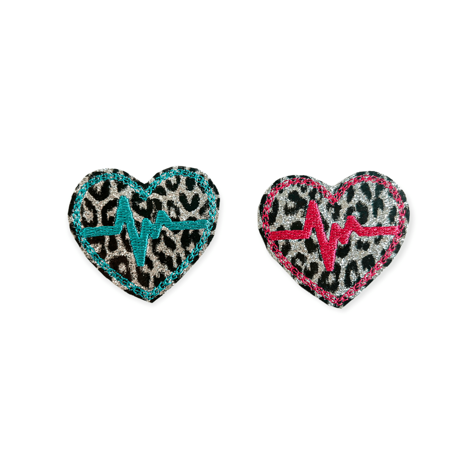 Vinyl Leopard EkG Heart Badge Topper + Reel - | Happie Potato Image 1