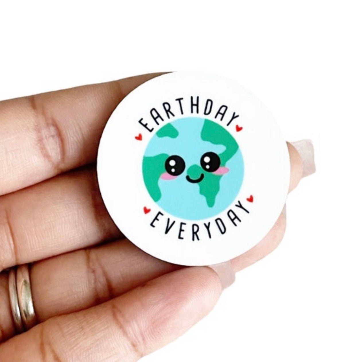 Acrylic Earth Day Everyday Badge Topper + Reel - | Happie Potato Image 1