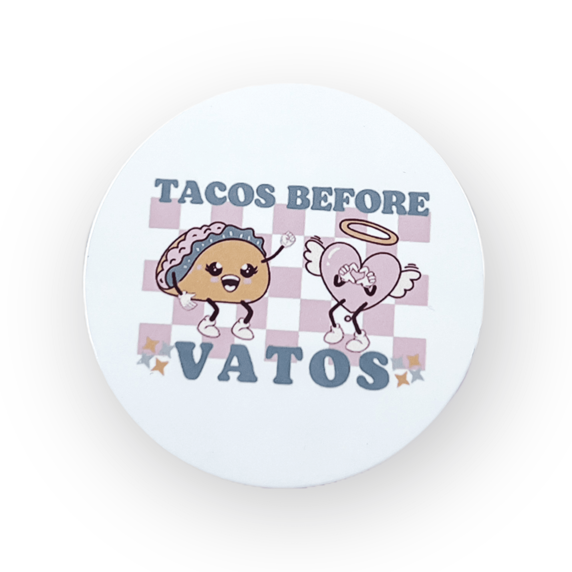 Acrylic Tacos Before Vatos Badge Topper + Reel - | Happie Potato Image 1