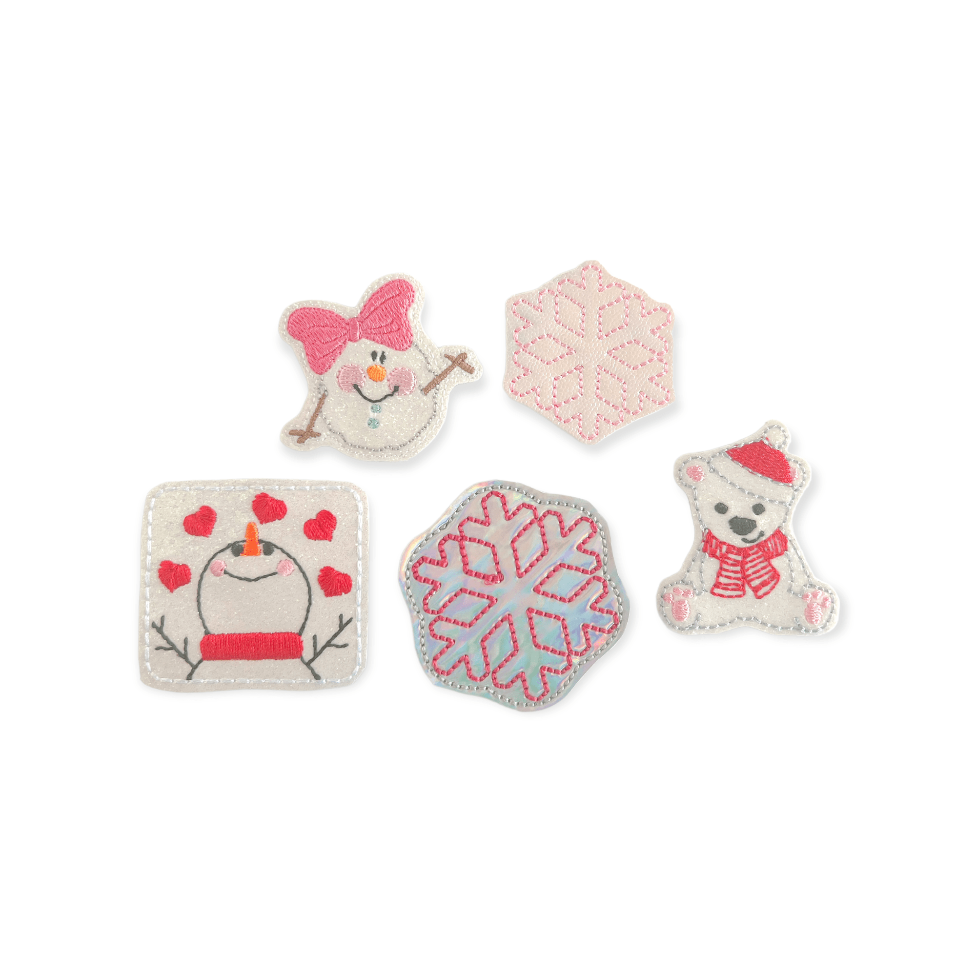 Vinyl Pink Snow Flakes Badge Topper + Reel - | Happie Potato Image 1