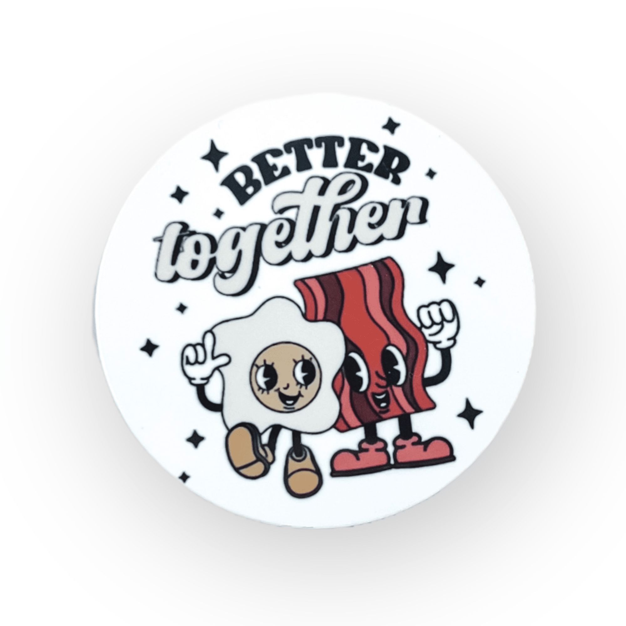 Acrylic Better Together Eggs and Bacon Badge Topper + Reel - | Happie Potato Image 1