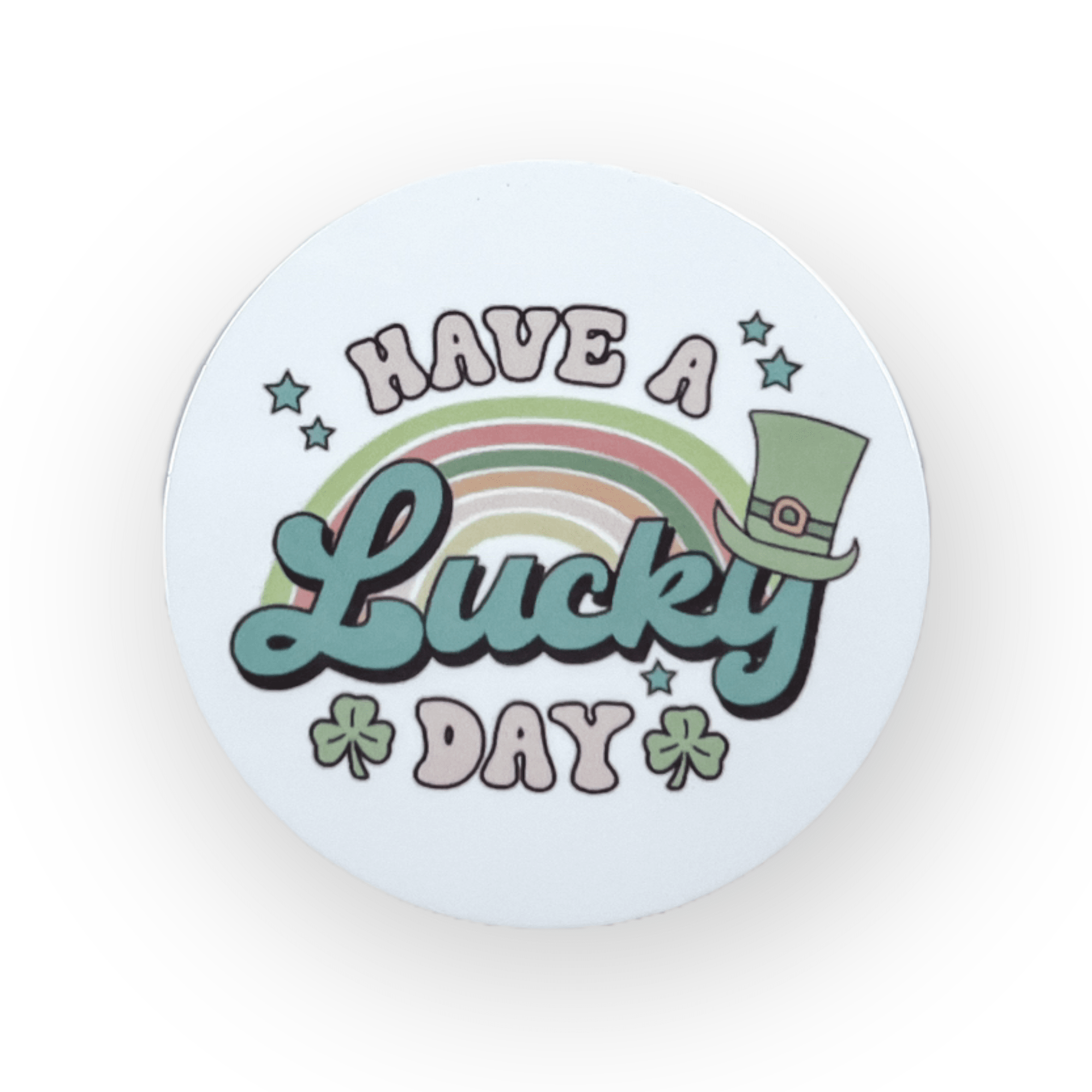 Acrylic Have A Lucky Day Badge Topper + Reel - | Happie Potato Image 1