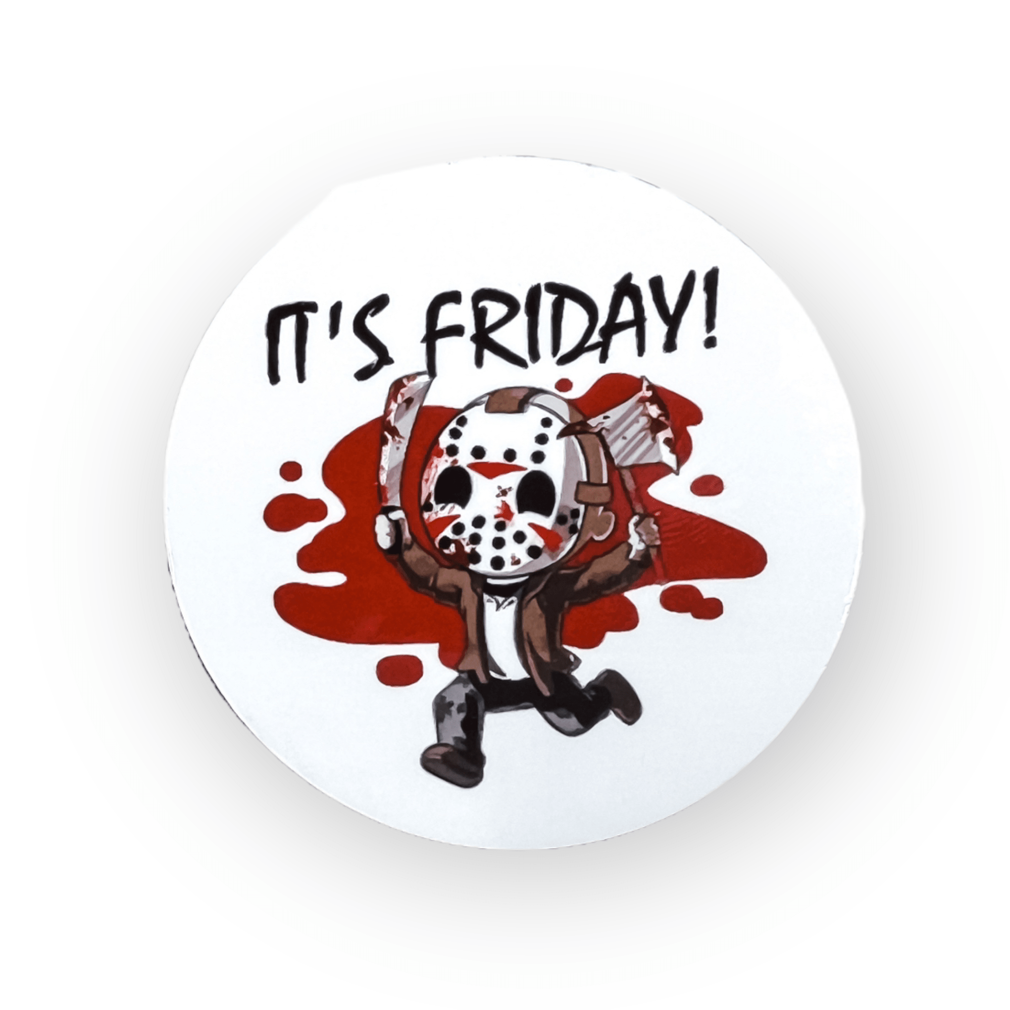 Acrylic It's Friday Friday The 13th Jason Badge Topper + Reel - | Happie Potato Image 1